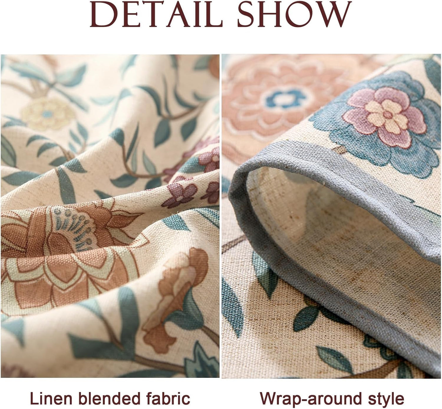 Designer Linen Square Tablecloth,Vintage William Morris Floral Table Cloth with Colorful Pattern,Decor Table Cover for Kitchen,Dining,Thanksgiving,Christmas,67"*67"-Flowershadow a