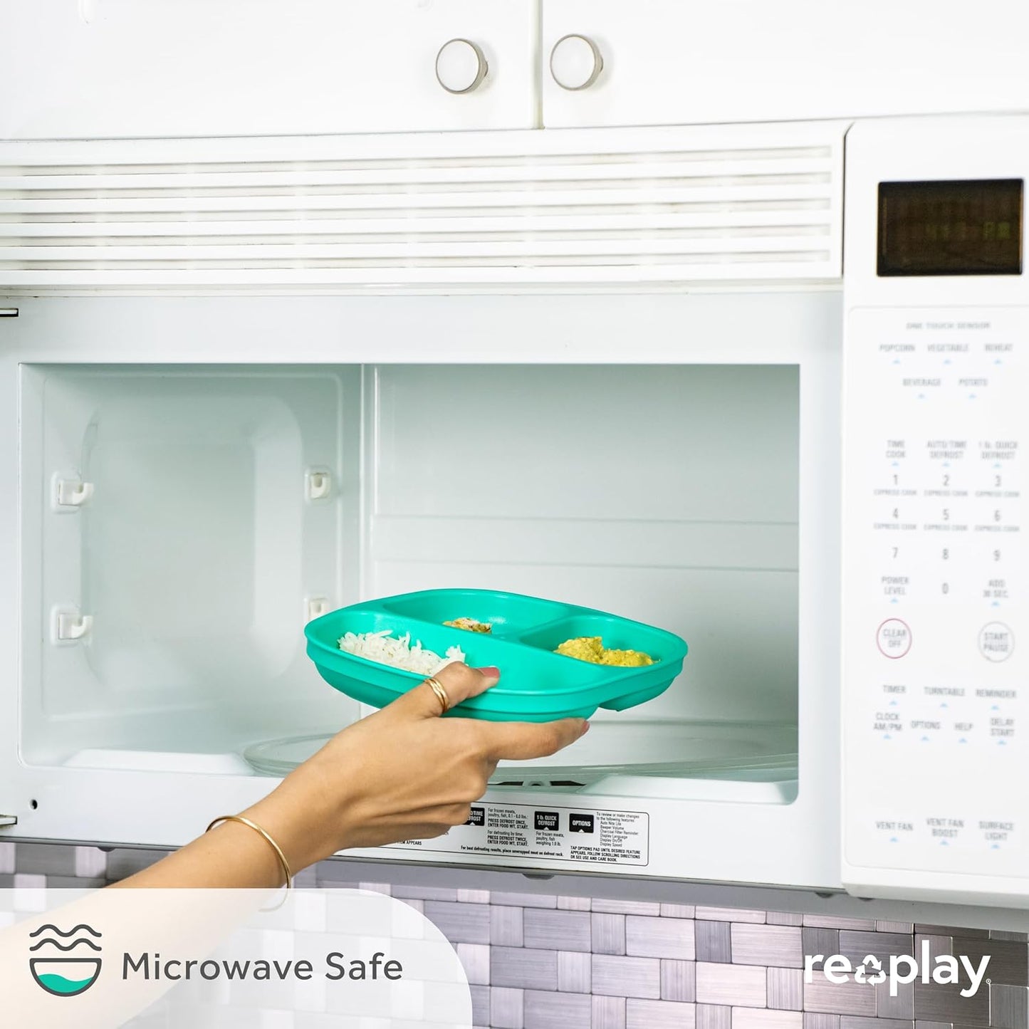 Re-Play Divided Toddler Plates with Deep Sides and Three Compartments for Easy Self Feeding | BPA Free | Dishwasher Safe | Modern Pink