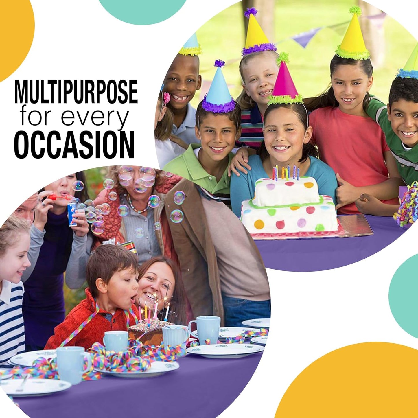 Exquisite Purple Plastic 54x300in Rectangular Tablecloth Roll with Built-in Cutter - 30 Feet, Disposable, Waterproof, All-Season, Birthday