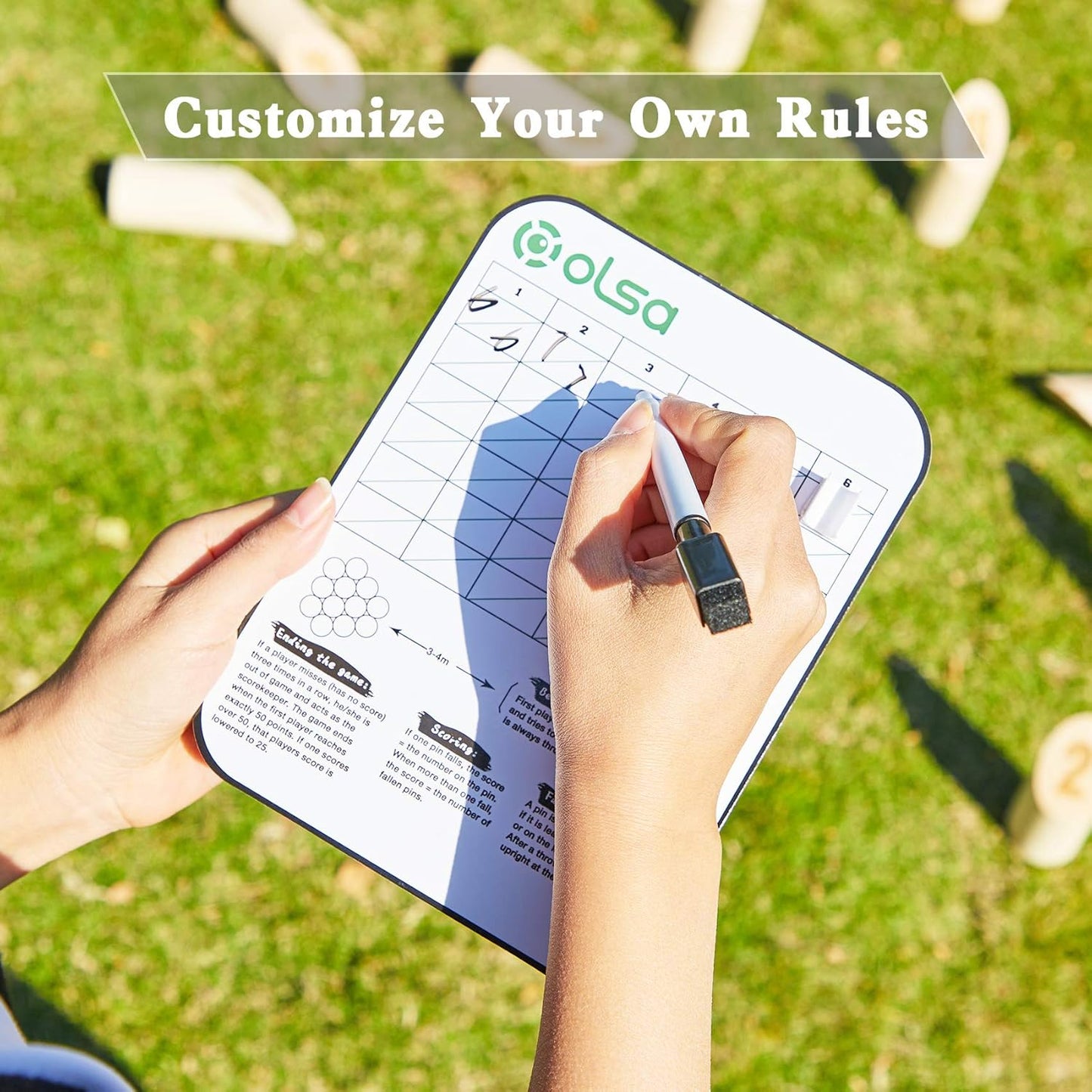 OLSA Wooden Throwing Game Set, Numbered Block Tossing Game with Scoreboard & Carry Bag-Outdoor Backyard Game for Adults, Floor Games for Lawn Beach Park and More