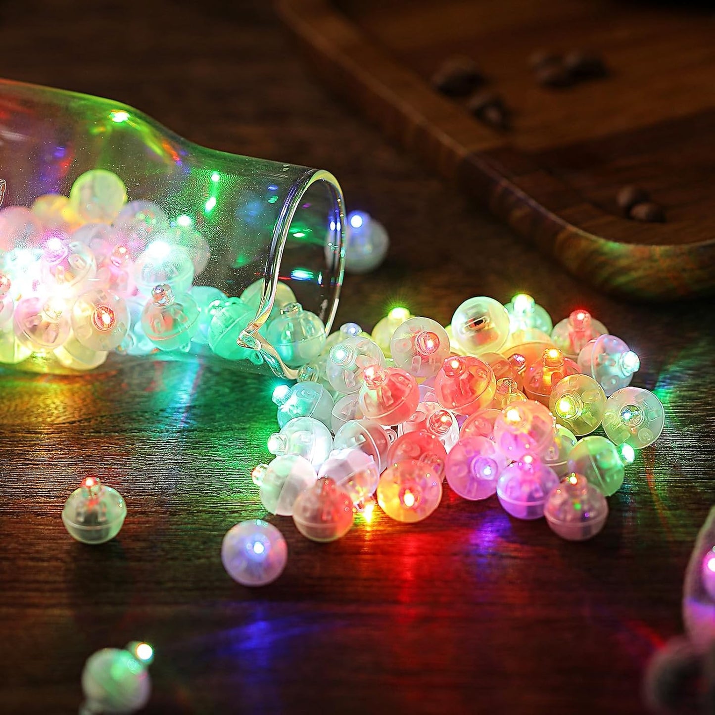 AIKEI 100pcs LED Balloon Lights,Mini Round Balls Lights,Waterproof Tiny Led Light for Balloon Paper Lantern Halloween Christmas Birthday Party Wedding Decoration Rainbow Color
