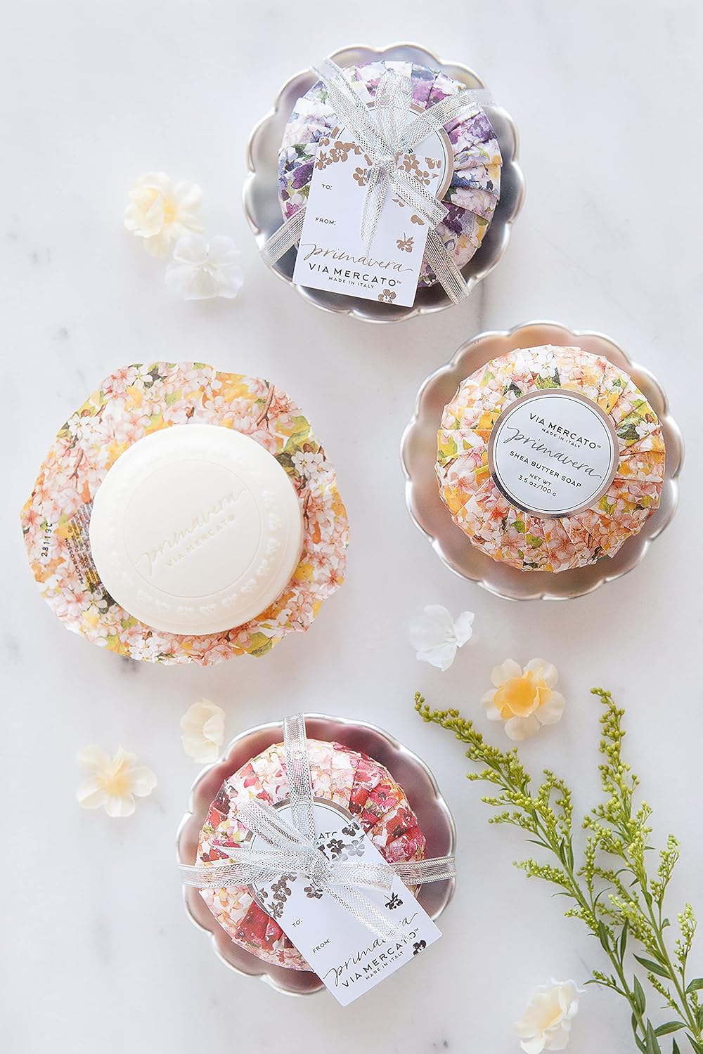 Via Mercato Primavera Spring Blossoms Collection, Soap & Dish Set, Red Currant Blossom, 100 Gram