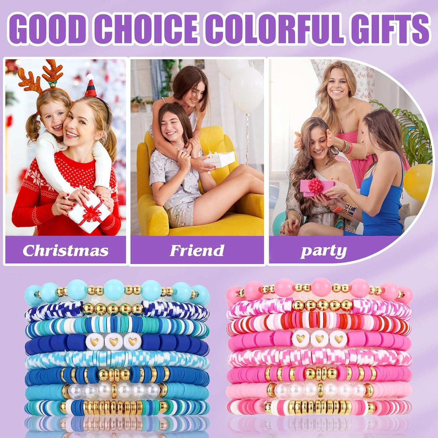 Draupnir Friendship Bracelets Heishi Surfer Clay Bead Bracelets Set Stackable Beaded Preppy Jewelry Bracelets Friendship Boho Y2K Bracelets for Women Teen Girls Party Favors