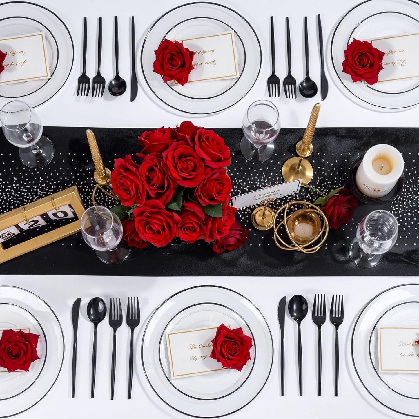 LIYH 120 Pcs Black Plates Disposable Heavy Duty Disposable Plates for Party Halloween Plate Including 60 Dinner 10.25" & 60 Dessert Plate 7.5" Halloween Decor