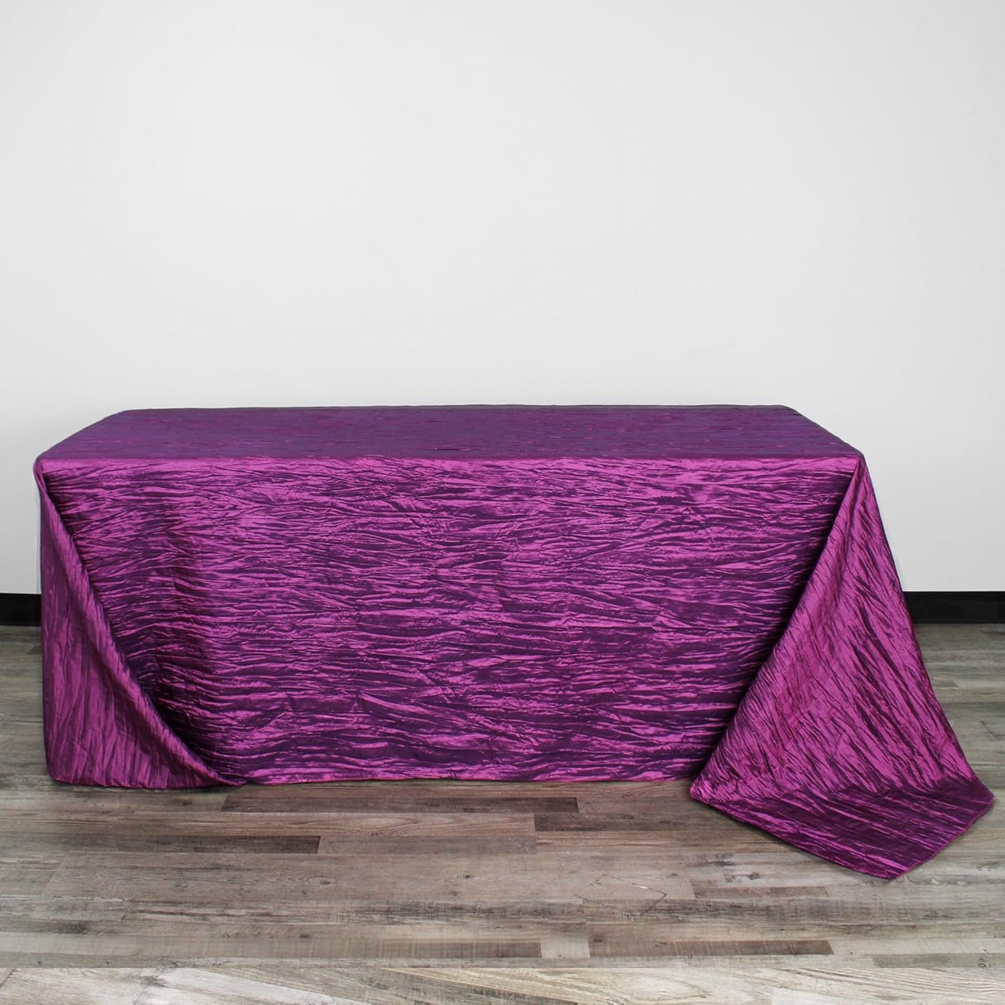 YOUR CHAIR COVERS - 90 x 156 inch Rectangular Crinkle Taffeta Tablecloth - Purple, Rectangle Table Linens for 8 ft Rectangular Tables, Wedding Crushed Table Cloth