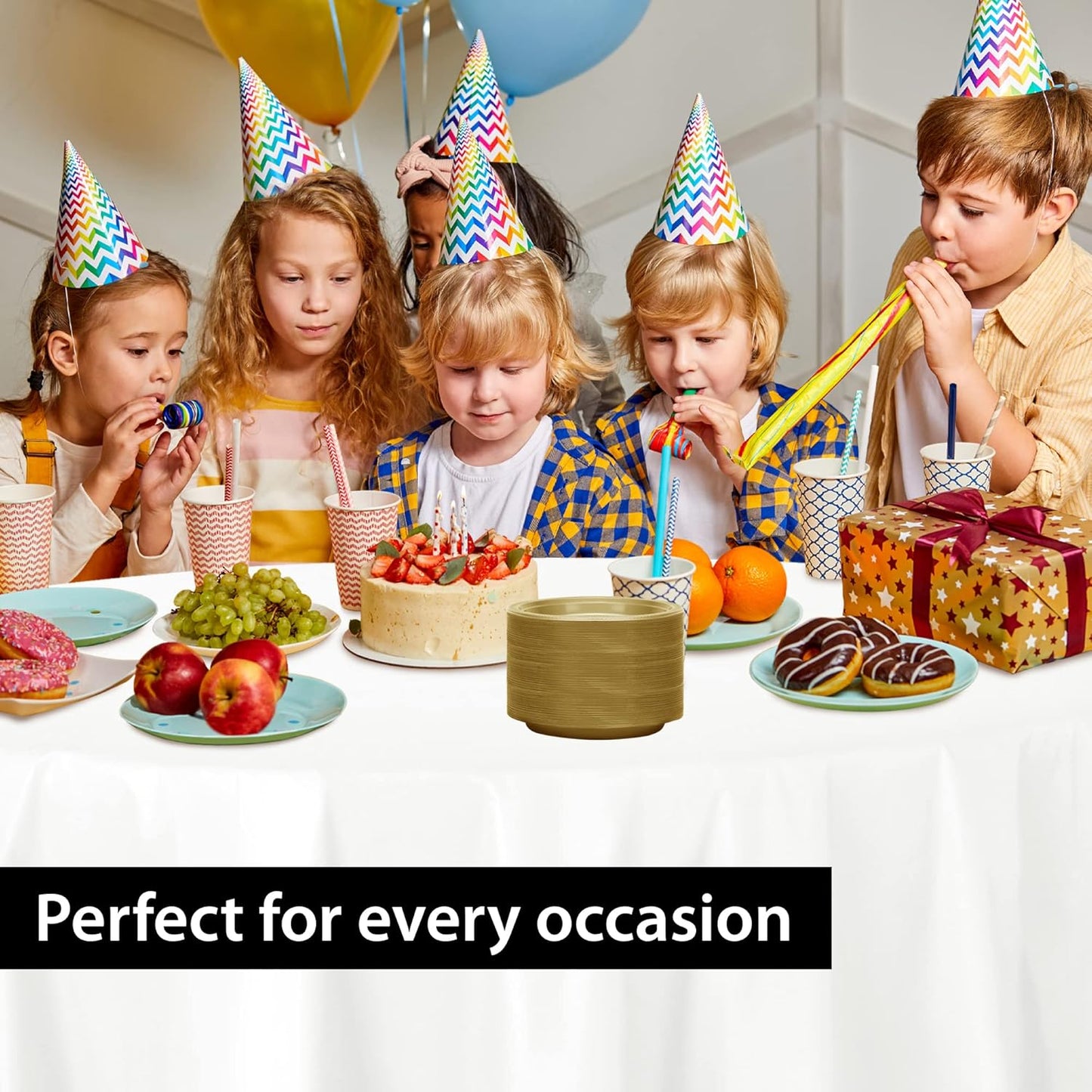 KingZak Gold Solid Color Premium Heavy Weight Plastic Appetizer Plate (7") 50 Count - Elegant & Durable, Perfect for Parties & Events