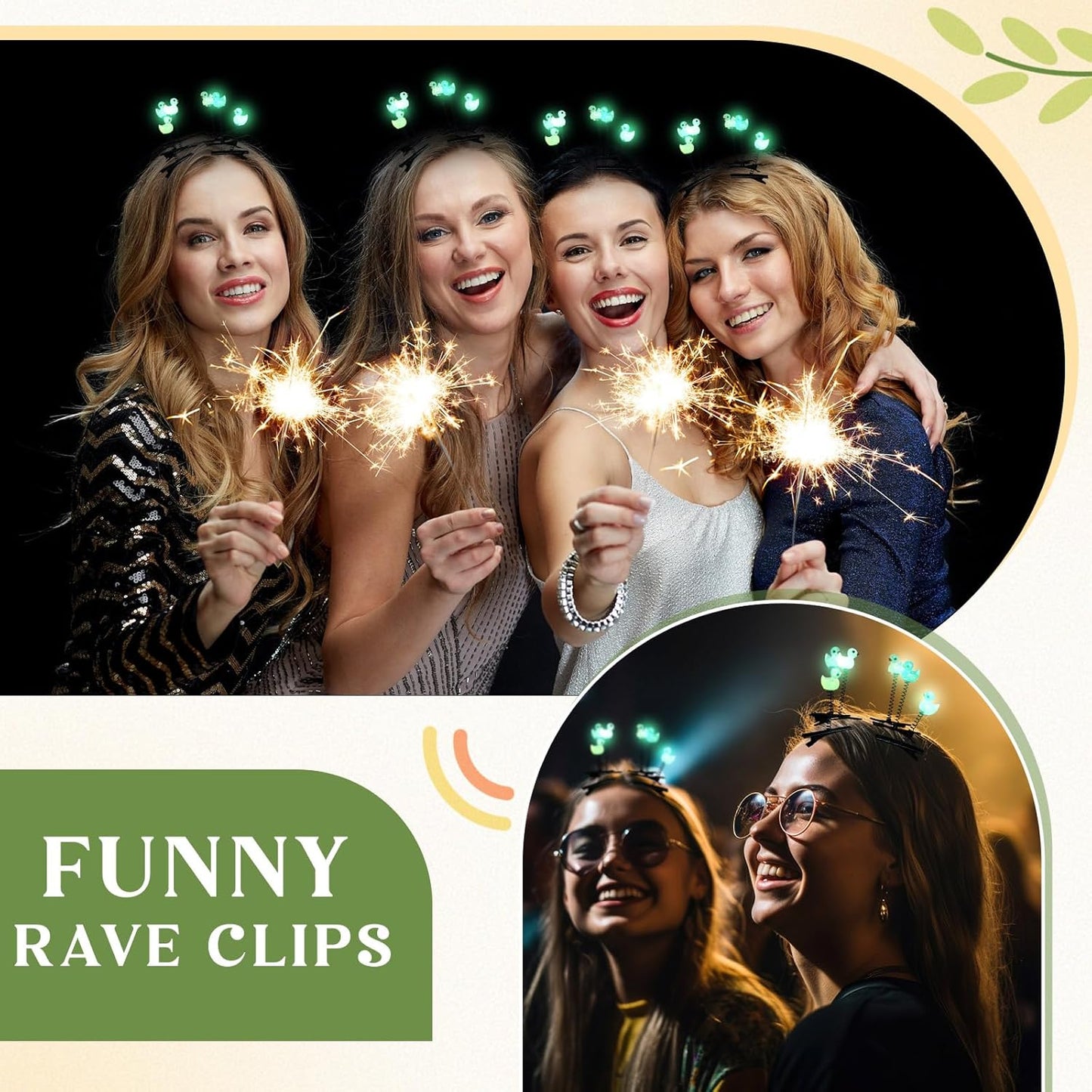 100 Pcs Mini Glow Hair Clips Girls Rave Hair Clips for Women Christmas Music Festival Holiday Party Supplies (Funny Duck)
