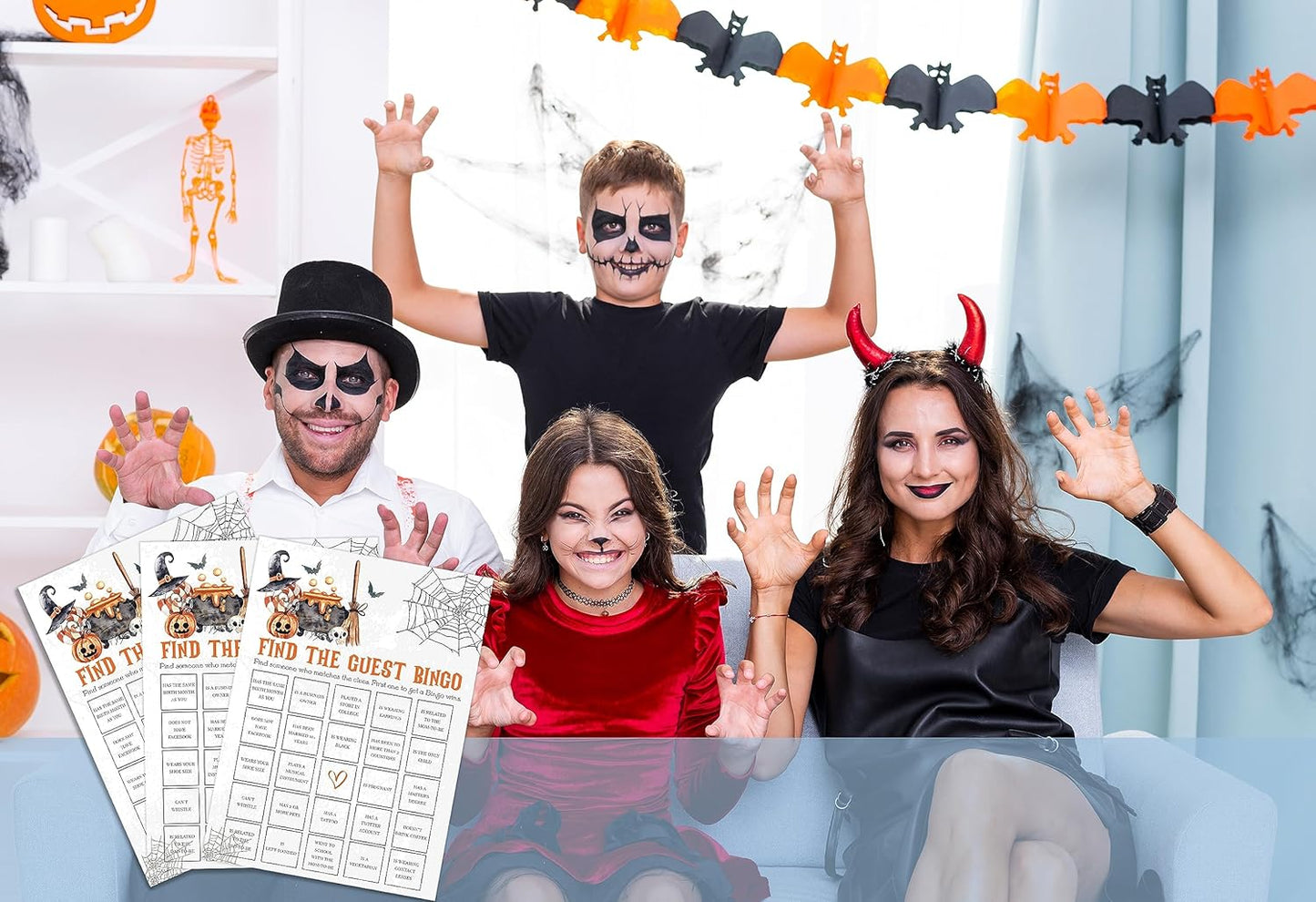 Tuyashua Halloween Find The Guest Bingo Game, Halloween Game for Baby Shower, Baby Shower Decorations, Fall Gender Reveal Party Supplies, Set of 30 Cards - WY10