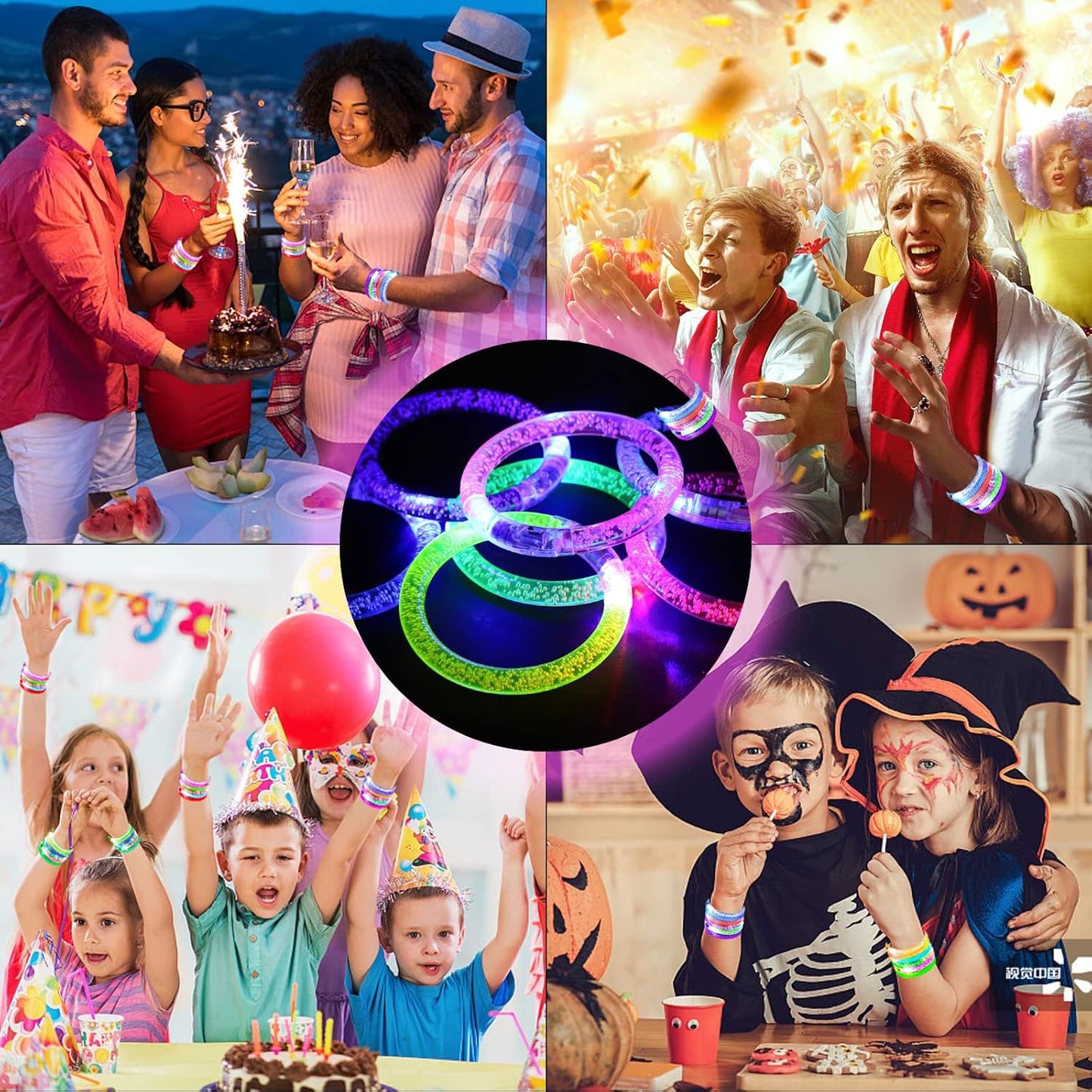 40 PCS Led Glow Sticks Bracelets Glow In the Dark Party Supplies, Light Up Bracelets for Kids Adults, Party Favors for Christmas, Halloween, New Year Party Light Up Toys Gifts (40)