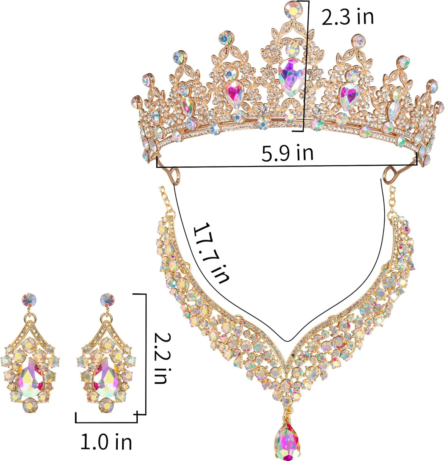 Crowns and Tiaras jewelry sets for Wedding princess birthday party Halloween Prom Pageant Jewelry for Women Crystal Bridal Jewelry Set for women