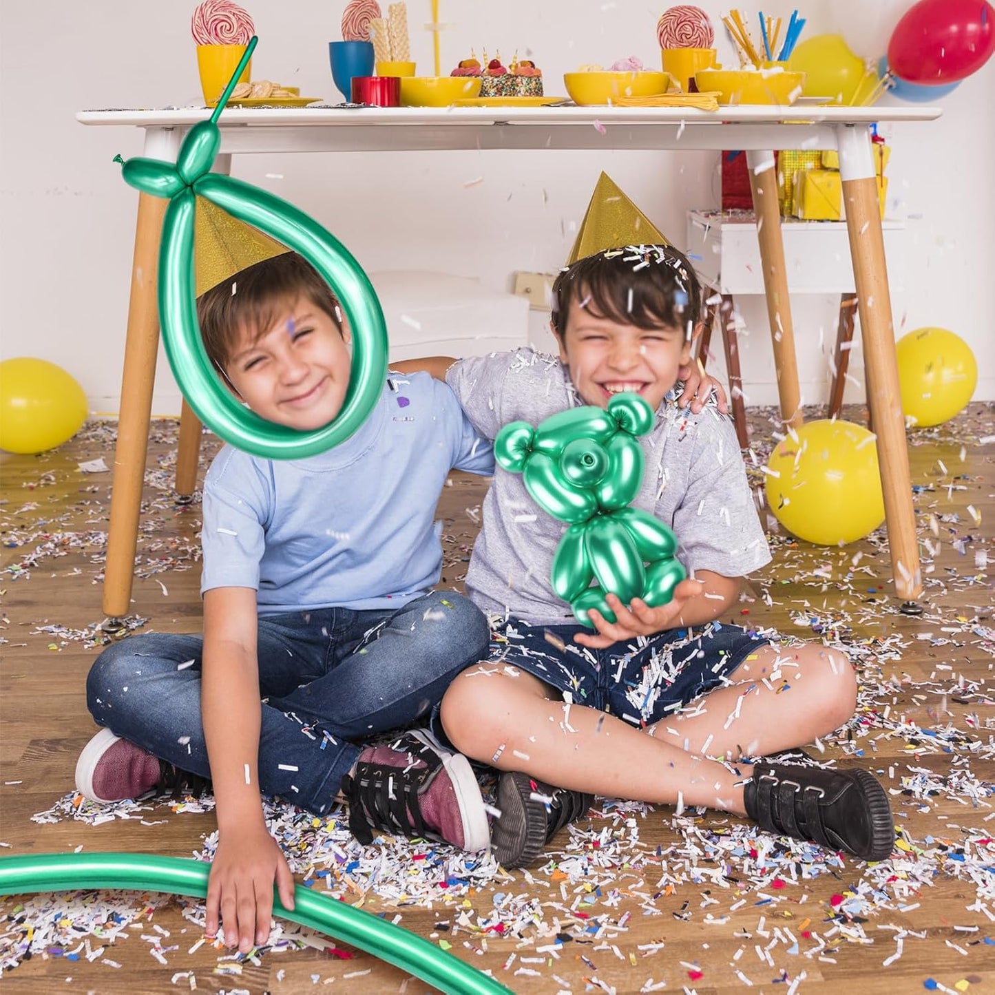 Metallic Green Long Balloons Premium 260 Twisting Animals Magic Balloons for Birthday Kids Wedding Party Supply 100pcs