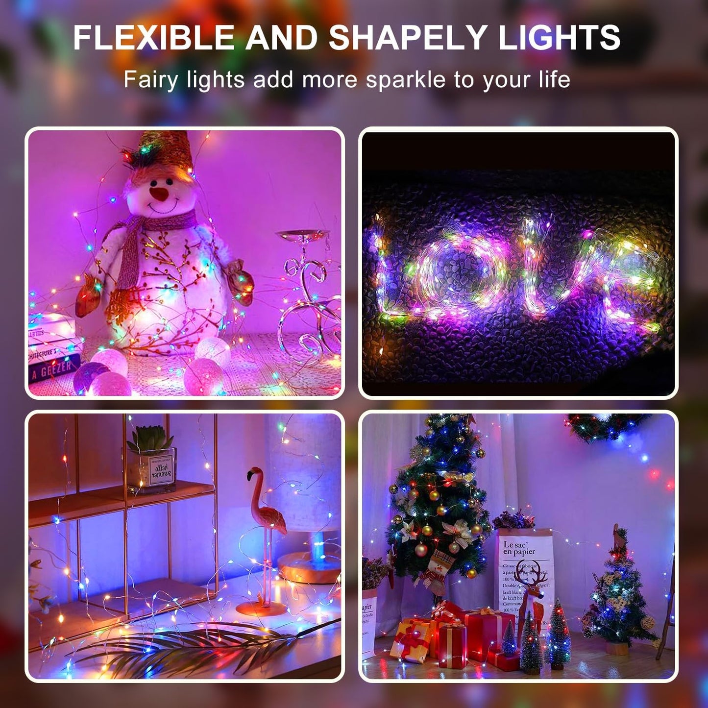 Aogist 50 Pack Fairy Lights 3 Modes 7ft 20 LED Waterproof,Battery Operated Silver Wire Firefly Starry Moon Mini String Lights for Mason Jars Christmas DIY Crafts Wedding Party Bedroom,Multicolor