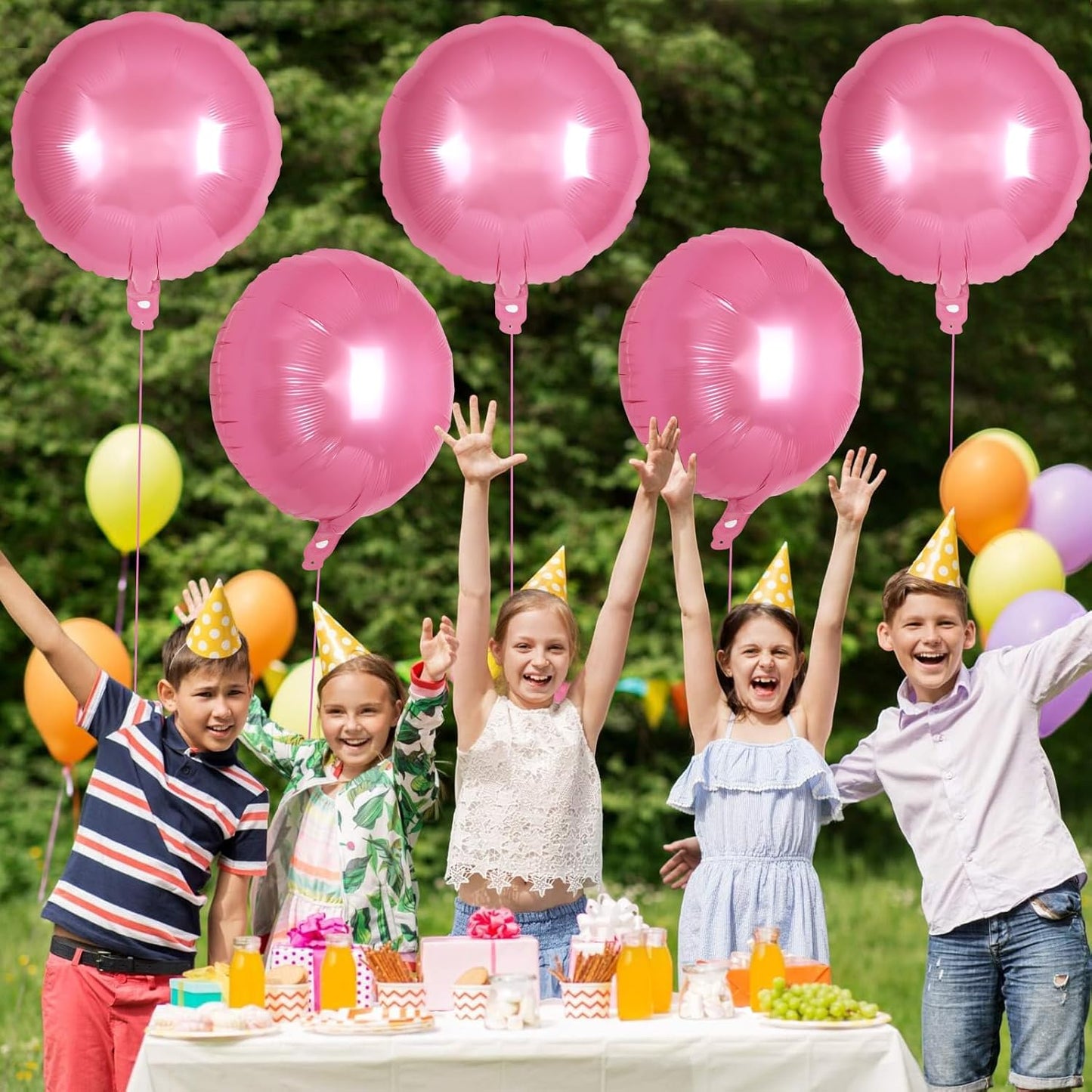 20 Pcs Pink Round Shaped Balloons,18 Inch Round Foil Balloon,Giant Round Mylar Balloon Helium Balloons for Birthday Party Baby Shower Wedding Decorations (Pink)