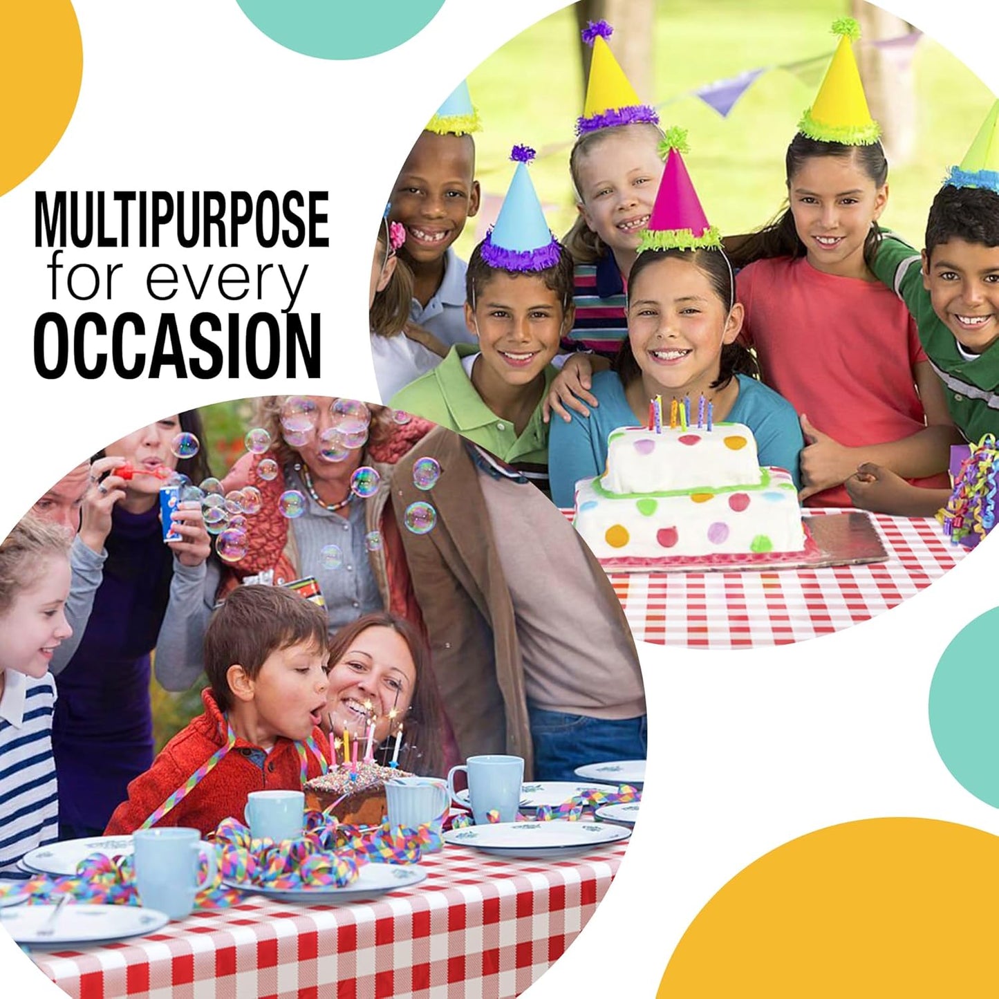 Party Solids 54 Inch X 300 Feet Red Gingham Plastic Table Cover Roll in A Cut - to - Size Box with Convenient Slide Cutter. Cuts Up to 36 Rectangle 8 Feet Plastic Disposable Tablecloths