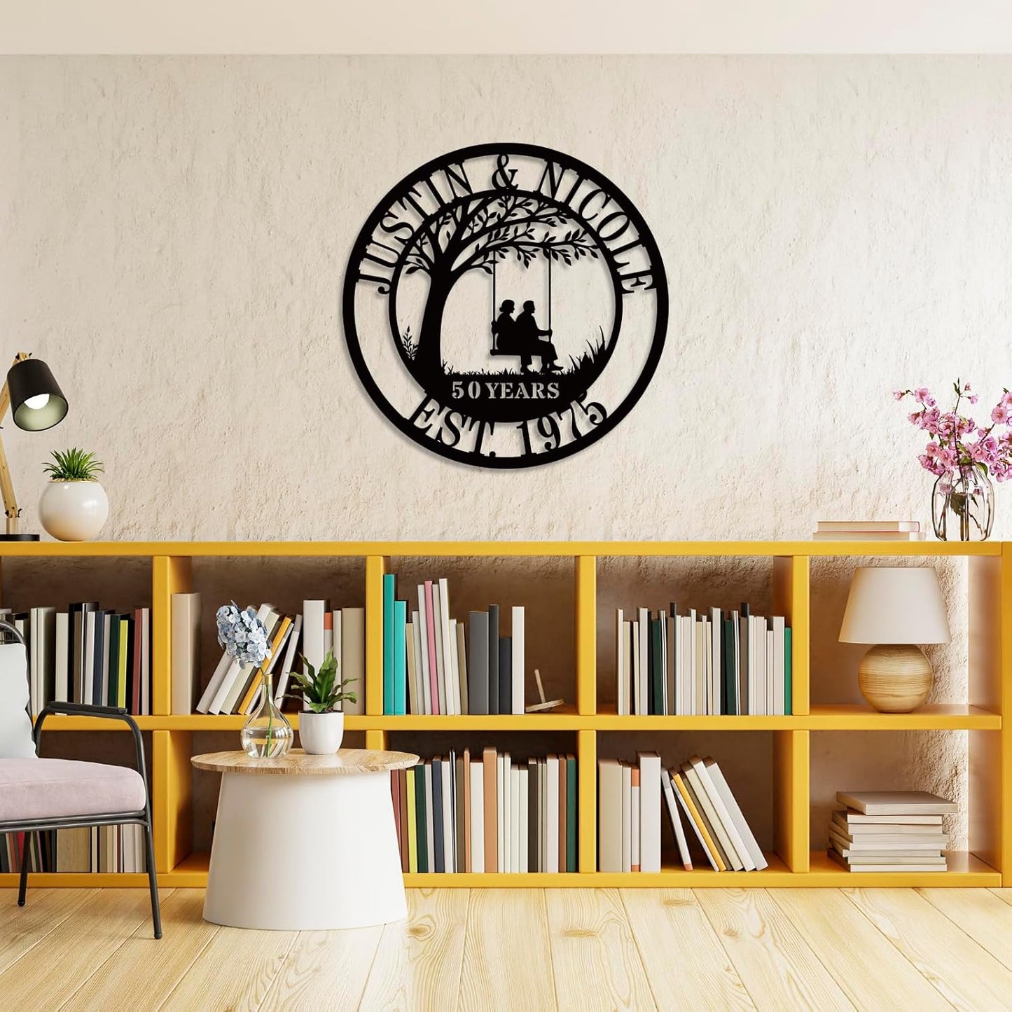 Personalized 50th/60th/25th/30th/40th/10th Anniversary Wedding Gifts for Couple Parent Husband Wife, Wedding Gifts for Couples, Custom Metal Name Signs, House Warming Gifts New Home