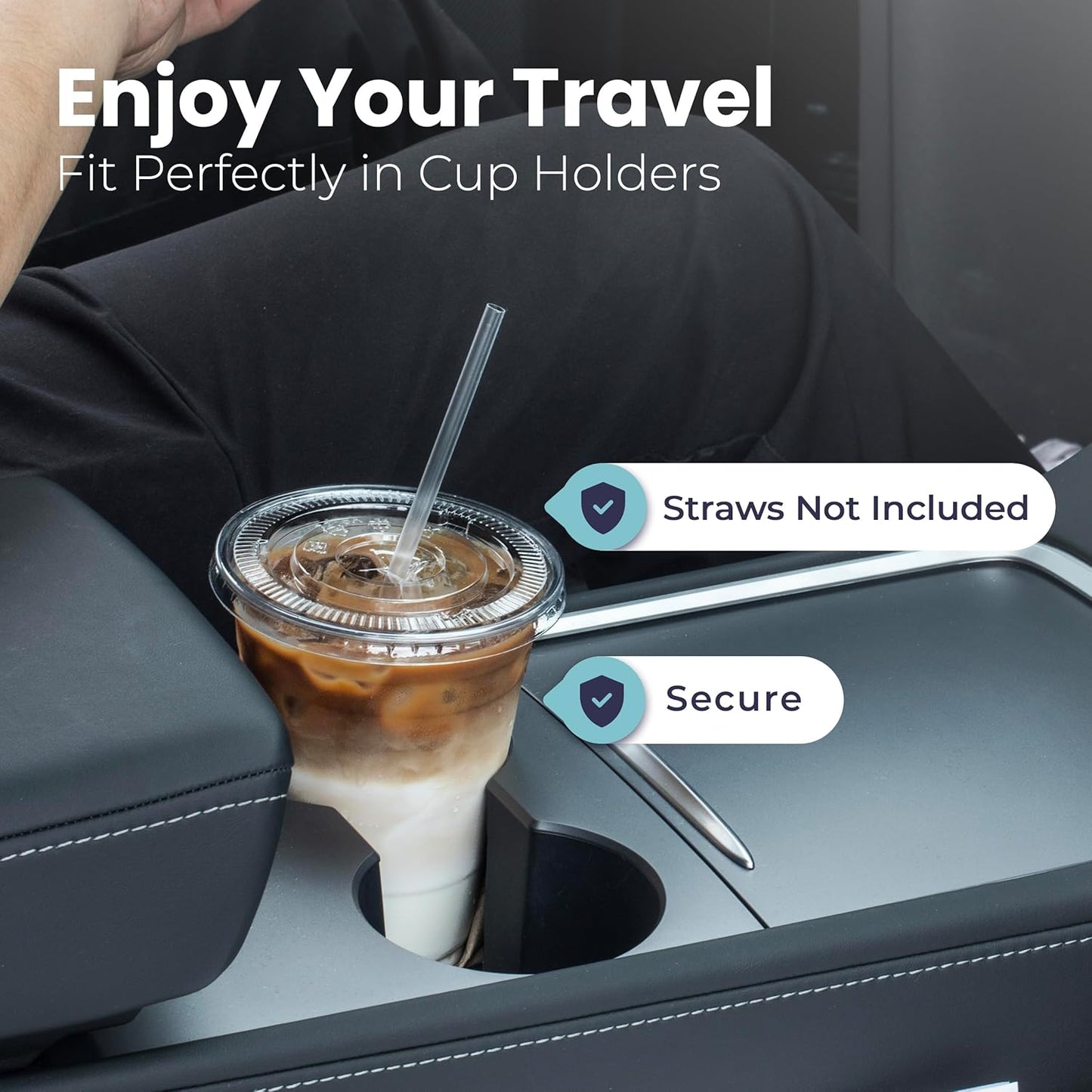 Fit Meal Prep 100 Pack 16 oz Clear Plastic Cups with Flat Lids, Disposable Iced Coffee Cups, BPA Free Premium Crystal Smoothie Cup for Party, Lemonade Stand, Cold Drinks, Juice, Milkshake