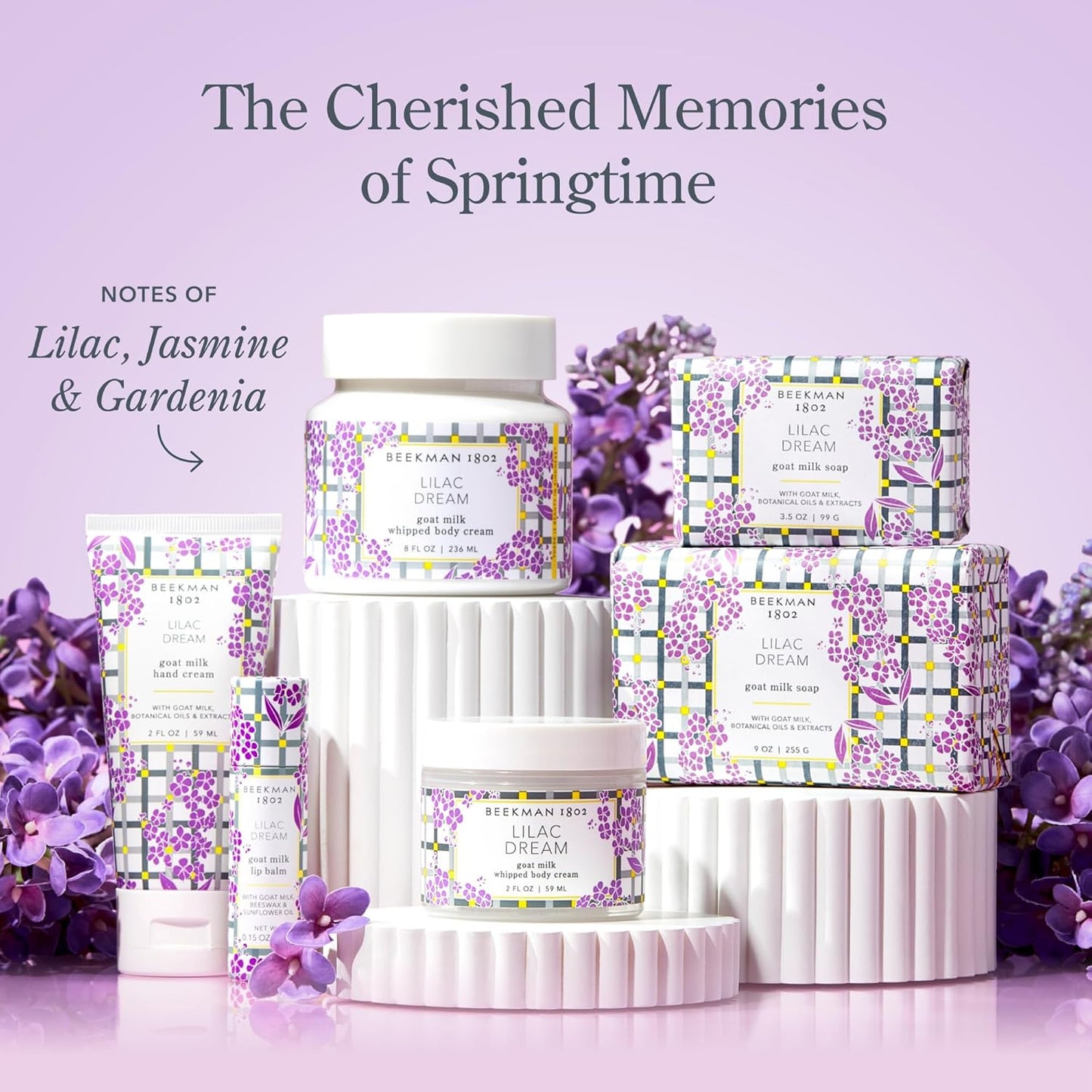 Beekman 1802 Lilac Dream Goat Milk Soap - 3.5 oz Each - Scented - Nourish, Moisturize & Hydrate - 100% Vegetable Soap with Lactic Acid - Triple Milled - for Sensitive Skin - Cruelty Free