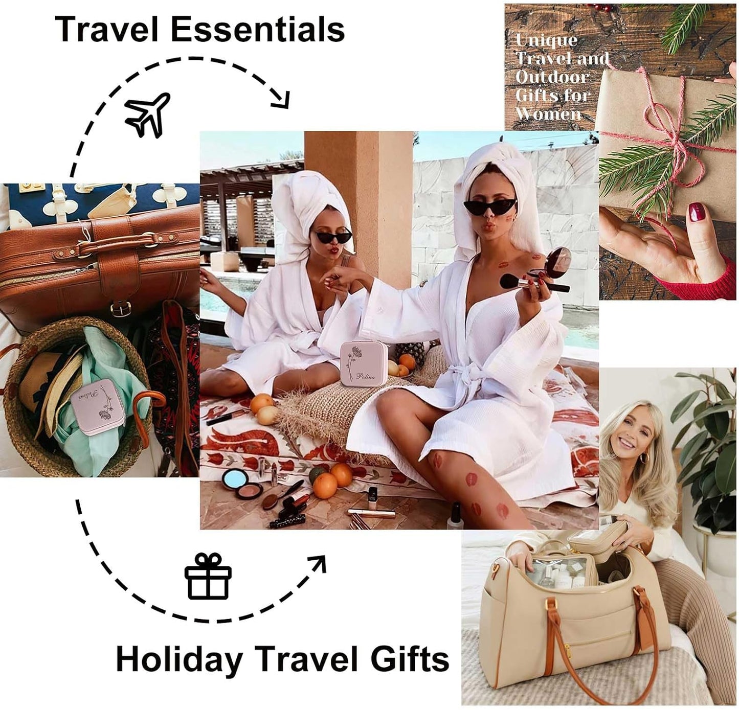 DayOfShe Personalized Name Jewelry Box College Dorm Essentials for Girls Graduation Gifts 2025, Leather Small Travel Jewelry Case for Wedding Gifts Bridesmaid Proposal Gifts