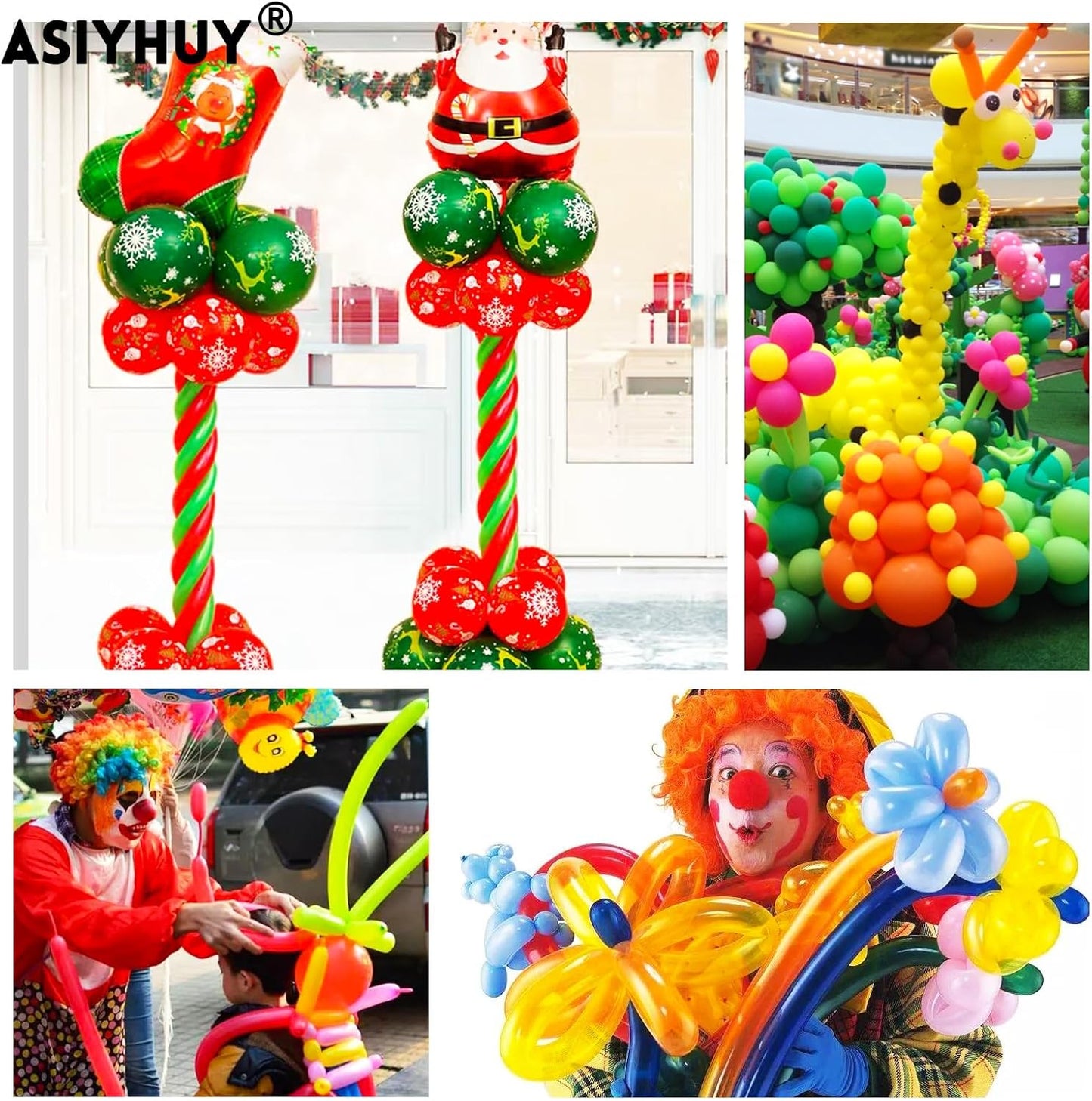 ASIYUHY 260 long balloons 100 Pack Twisting Animal Balloons Assorted Color Thickening Latex Modeling Long Magic Balloons for Animal Shape Birthday Weddings Christmas Party Decoration
