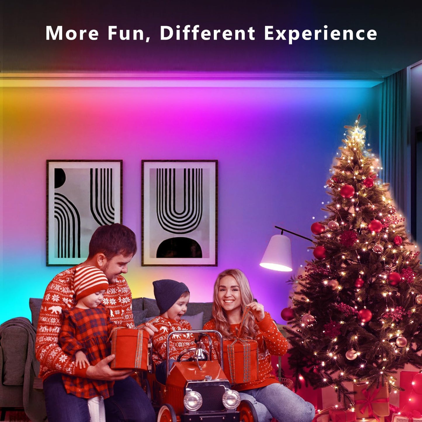 DAYBETTER Smart IC LED Strip Lights, BGRIC LED Lights for Bedroom, DIY Multiple Colors on One Line, App Control Color Changing Strip Lighting Music Sync Home Decor 16.4 ft