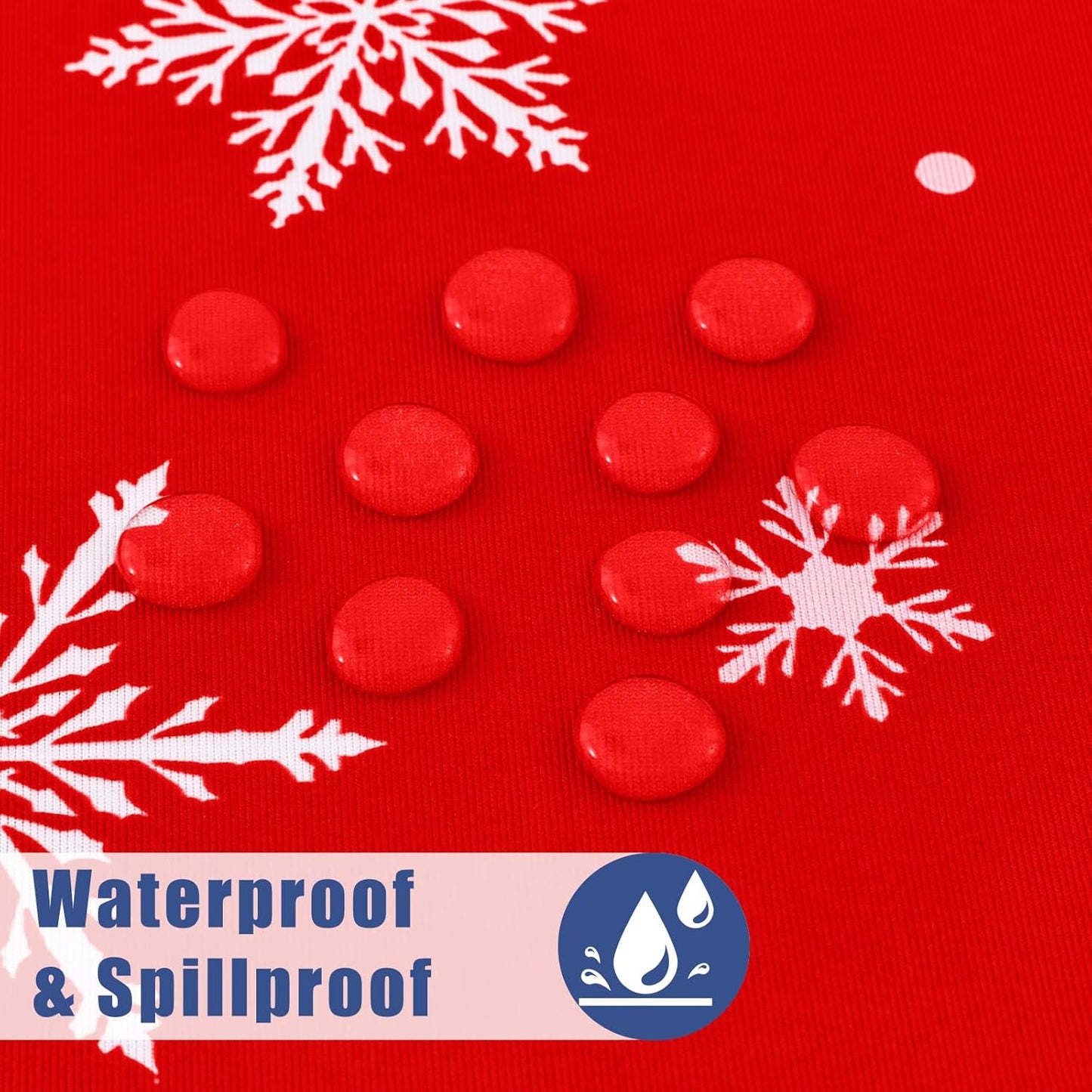 Spandex 6 Foot Rectangle Christmas Table Cloth 2 Pack, Elastic Fitted Tablecloths for Picnic, Stretch Washable Patio Table Cover for Christmas Dinner (Dot Snowflake, 30"x72")