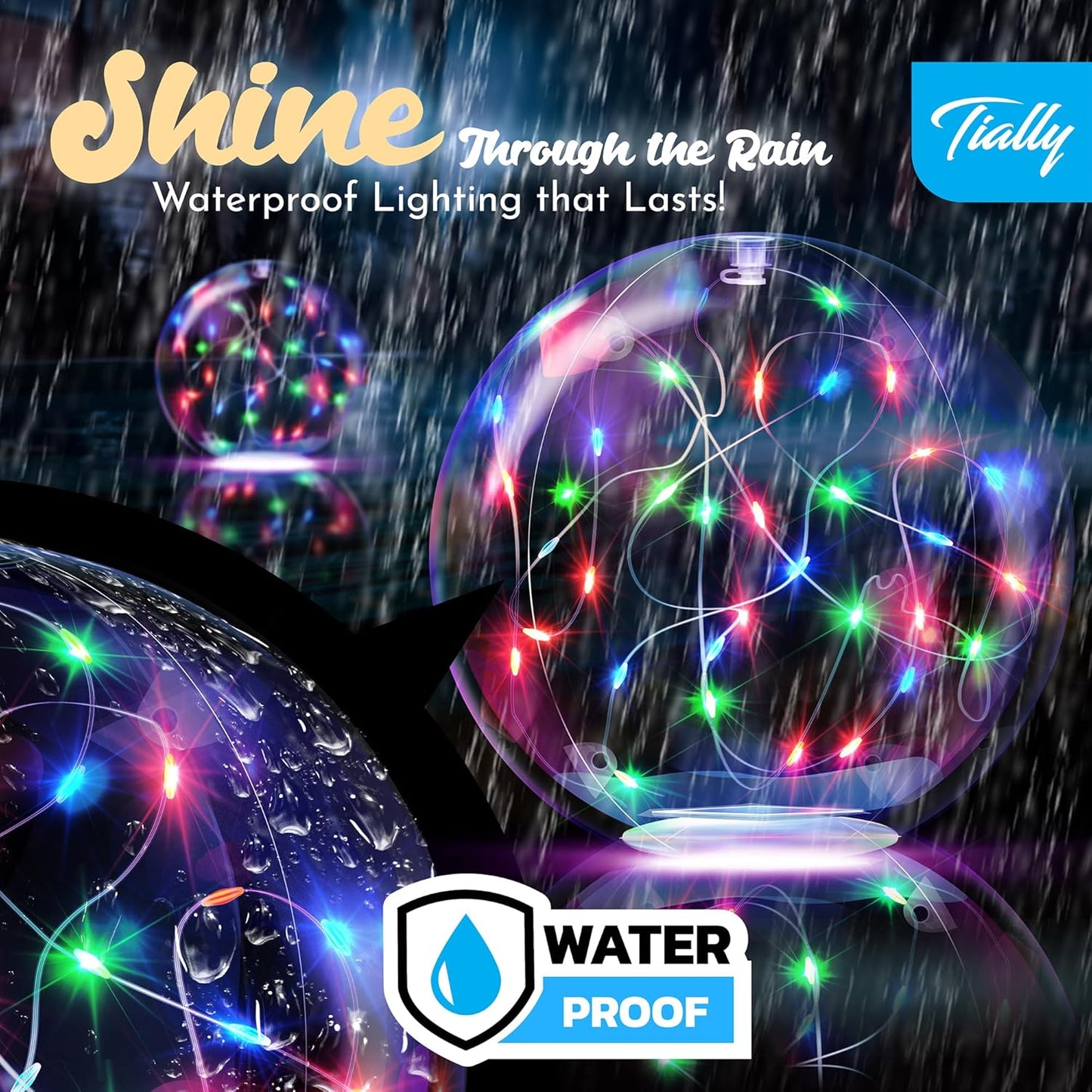 TIALLY Fairy Solar Floating Pool Lights - 14" Inflatable LED Pool Lights for Inground Pool, Waterproof Pool Lights That Float, Pool Decorations Outdoor, Best Gifts for Pool Owners - 2 Pack