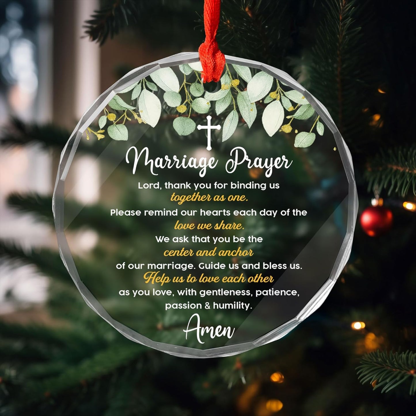 Christian Wedding Gifts for Couple 2025 - Marriage Prayer Religious Wedding Gift for Newlyweds, Married Couples Anniversary, Bride, Groom - Mr & Mrs Decor, Bridal Shower Gift - Glass Ornament (MP2)