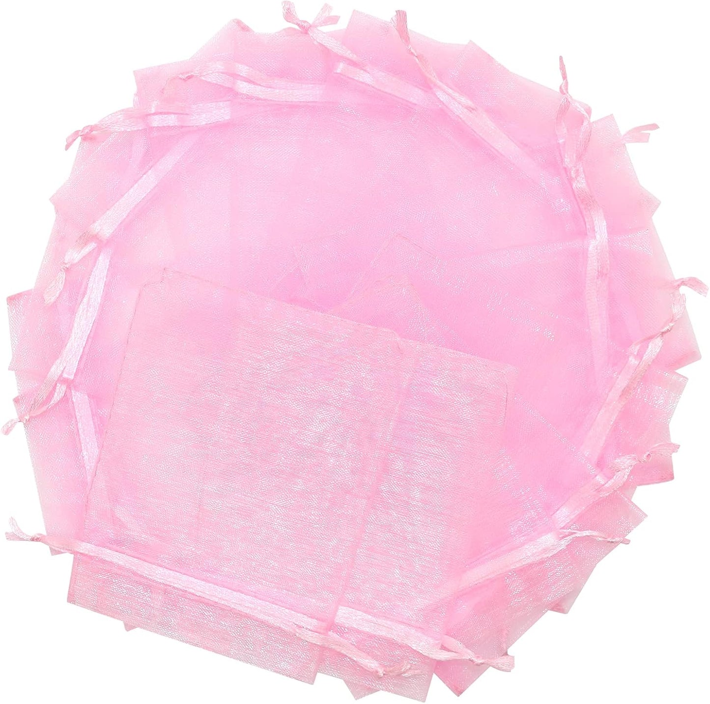 Staruby 100Pcs Sheer Organza Bag 3x4 Inches Drawstring Jewelry Mesh Pouches Gift Bags for Wedding Party Christmas Gifts Festival Gift Candy Bags, Pink