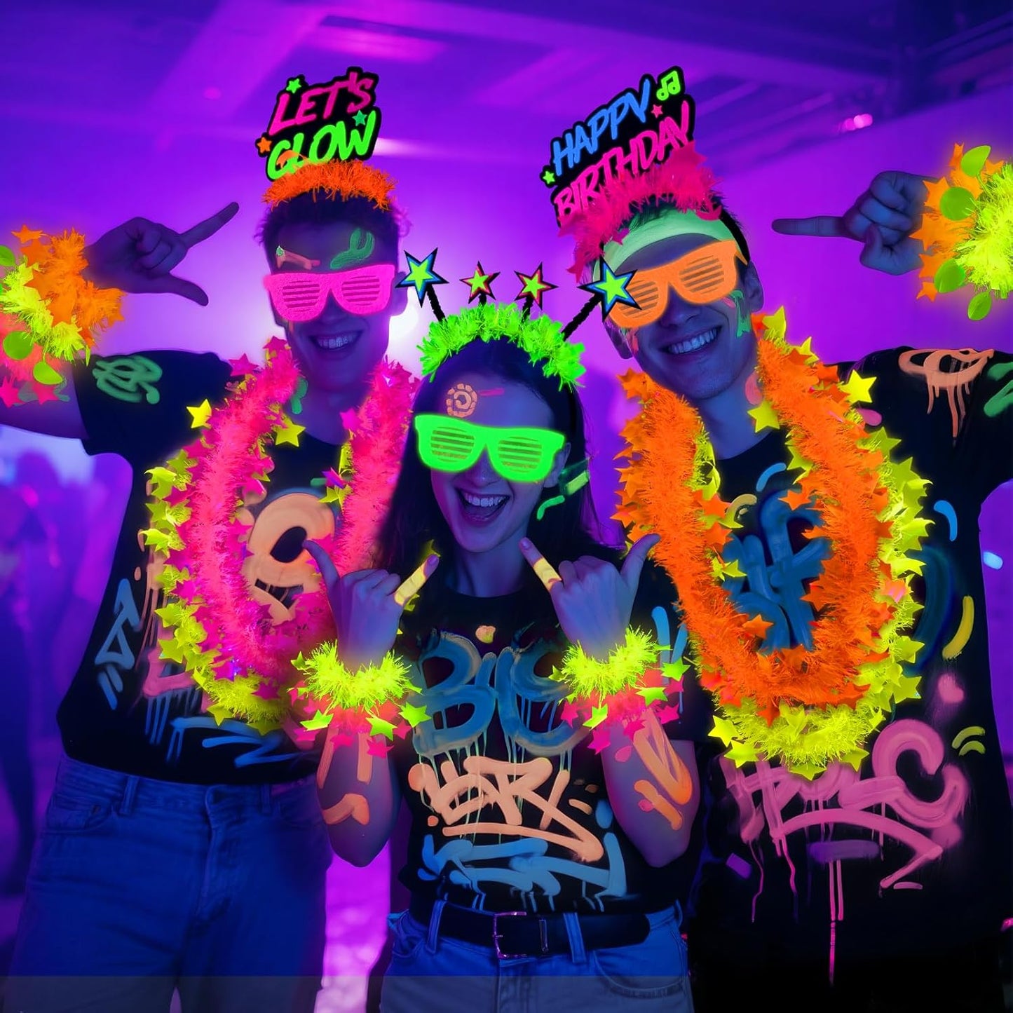 Mega-L 12 Pcs Glow in The Dark Party Bracelet, Glow in The Dark Party Supplies, Neon Fluorescent Blacklight Bracelet Party Favors, Glow Photo Booth Props Bracelets Accessories for Women, Men