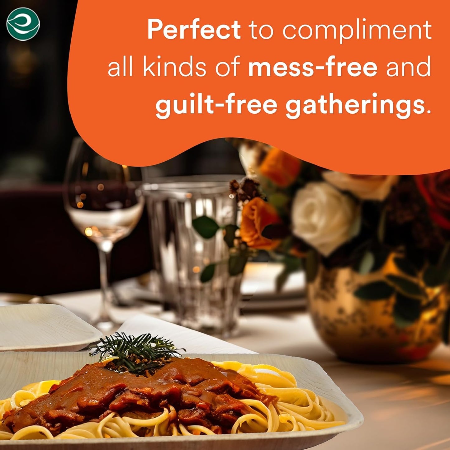 ECO SOUL Compostable 10 Inch Palm Leaf Square Plates (20 Count) Like Bamboo Plates | Biodegradable | Eco-Friendly, Microwave & Oven Safe