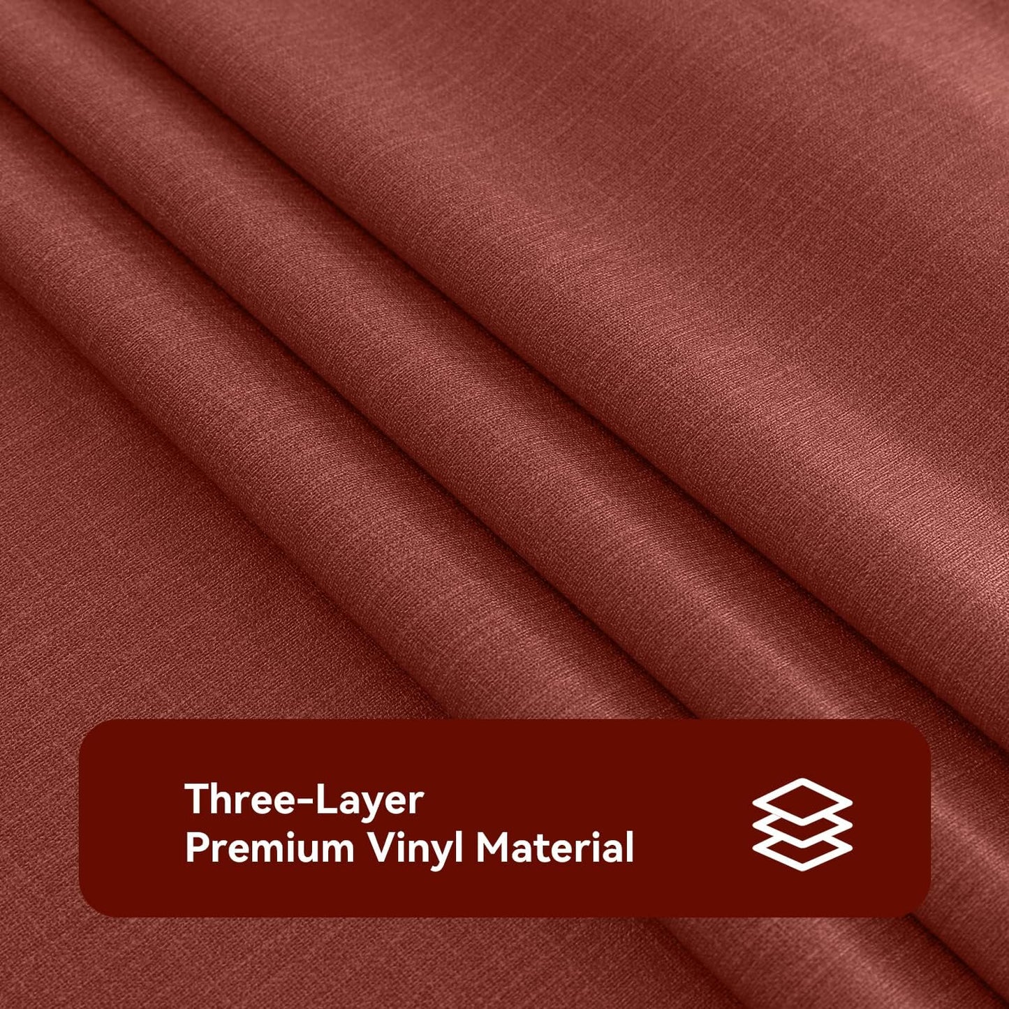 Romanstile Christmas 100% Waterproof PVC Tablecloth, Rectangle Oil Spill Proof Stain Resistant Vinyl Table Cloth, Wipe Clean Plastic Table Covers for Kitchen/Dining/Parties - 60 x 102 Inch, Rust Red