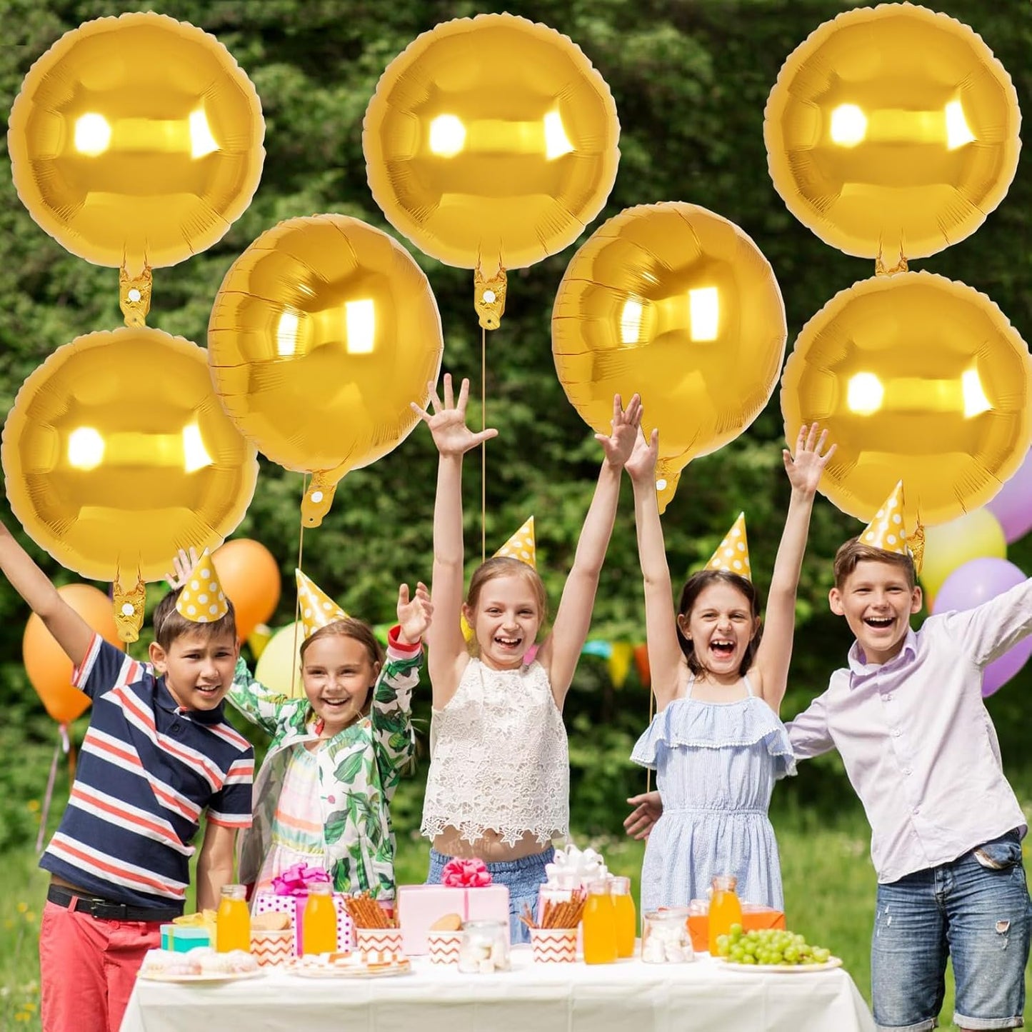 20 Pcs Gold Round Shaped Balloons,18 Inch Round Foil Balloon,Giant Round Mylar Balloon Helium Balloons for Birthday Party Baby Shower Wedding Decorations (Gold)