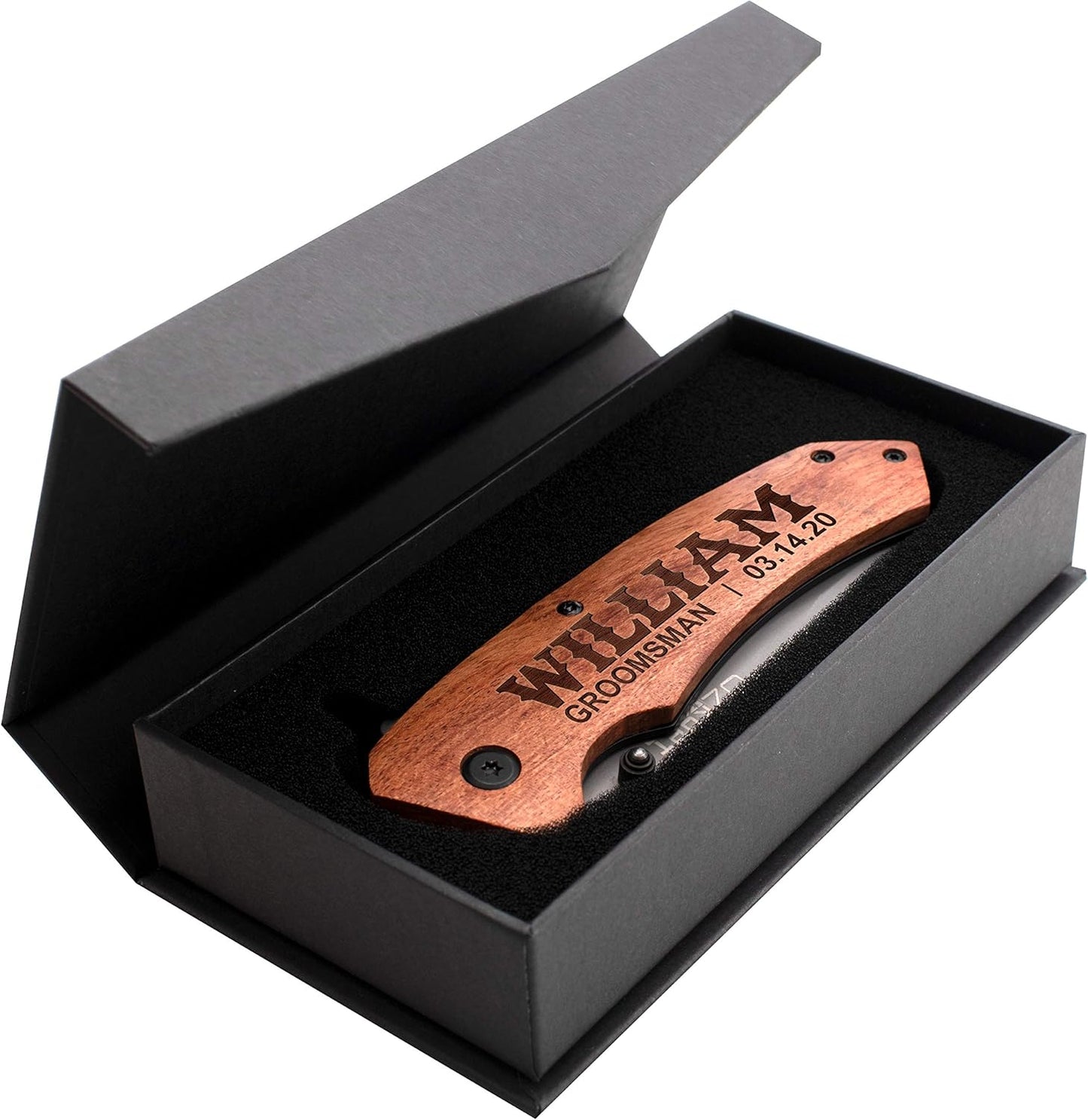 Lily's Atelier Groomsmen Gifts Set of 3, Personalized Pocket Knife Engraved for Groomsmen - Customized Knives w/Names, Groomsman Gifts for Wedding, Groomsmen Proposal Gifts