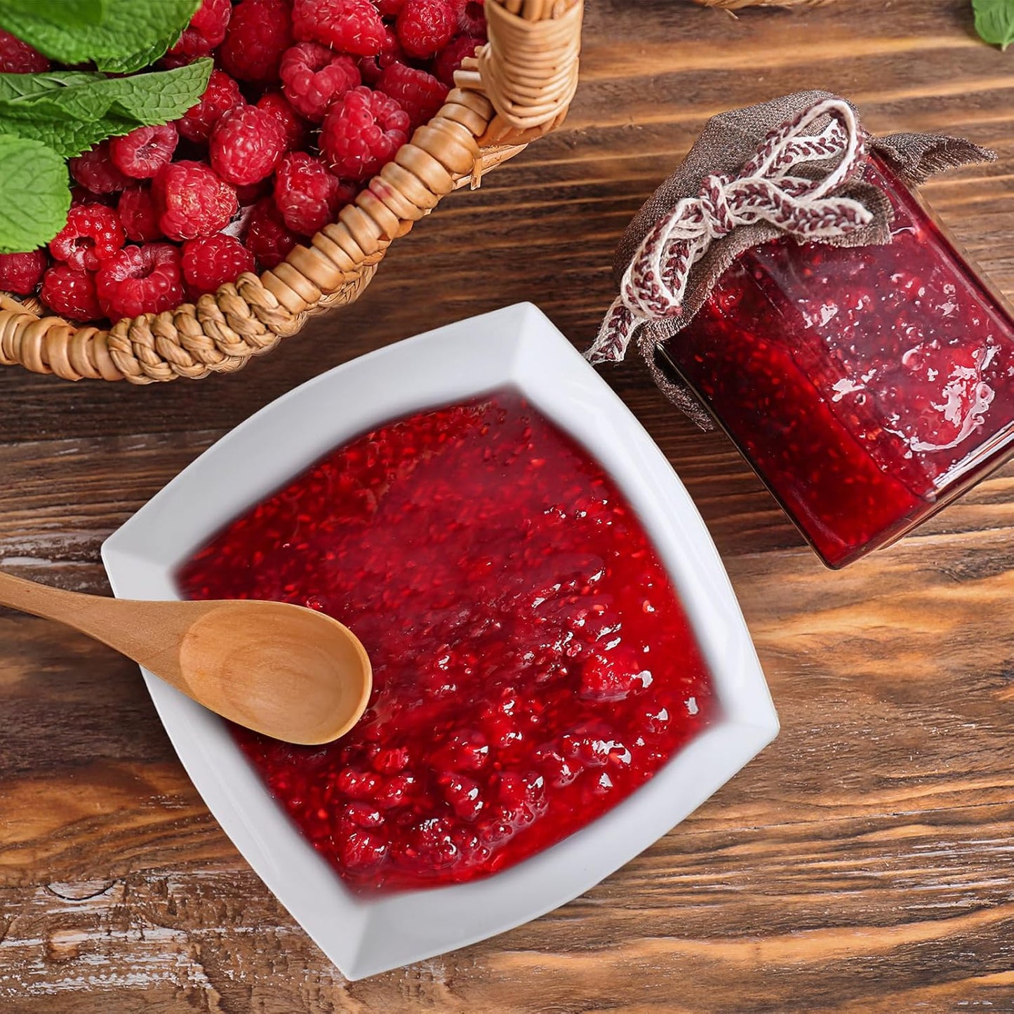 Tanlade 50 Pcs Square Plastic Serving Bowls Disposable Snack Salad Bowl Small Party Candy Bar Containers Taco Bar Serving Dishes for Buffet Chips Fruit(White,8 oz)