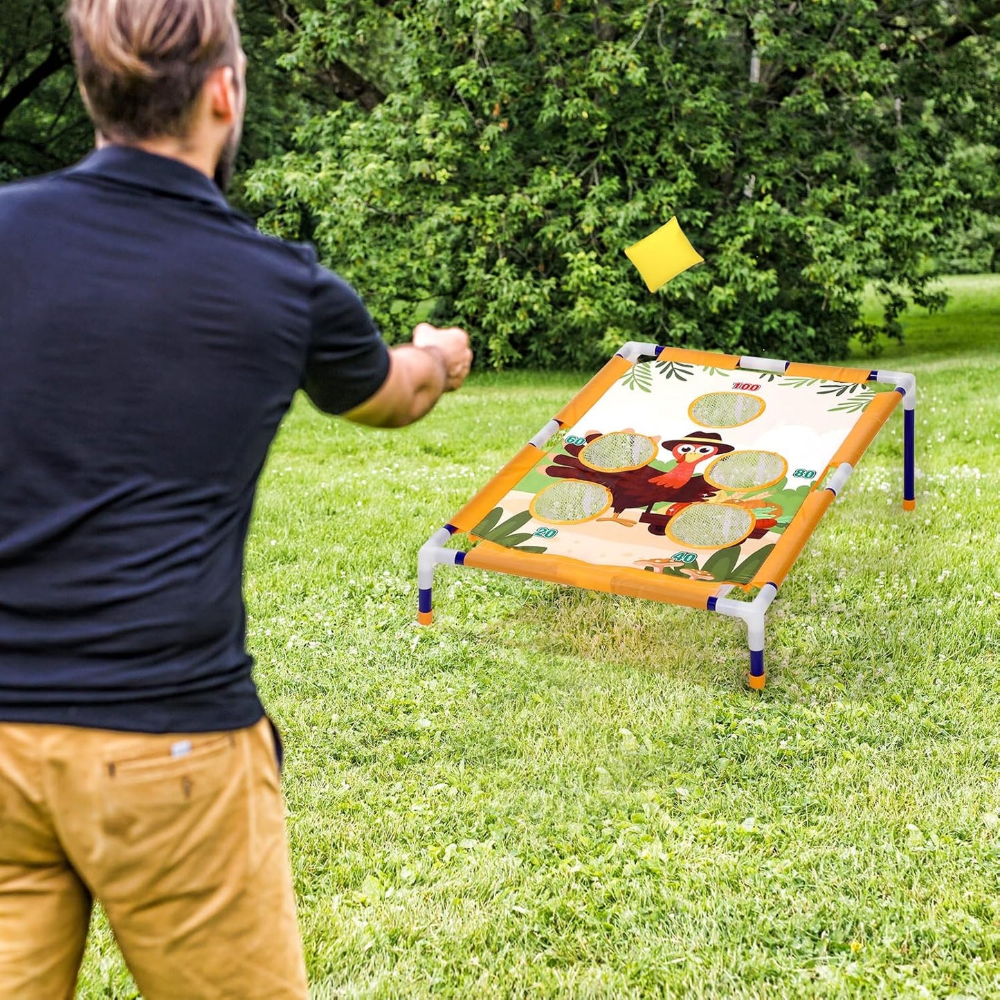 HyDren 22 Pcs Thanksgiving Toss Game Bean Bag Toss Game Fall Pumpkin Dart Board Throwing Game Dart Board with Balls for Boys Girls Adults Yard Indoor Outdoor Fall Toss Games