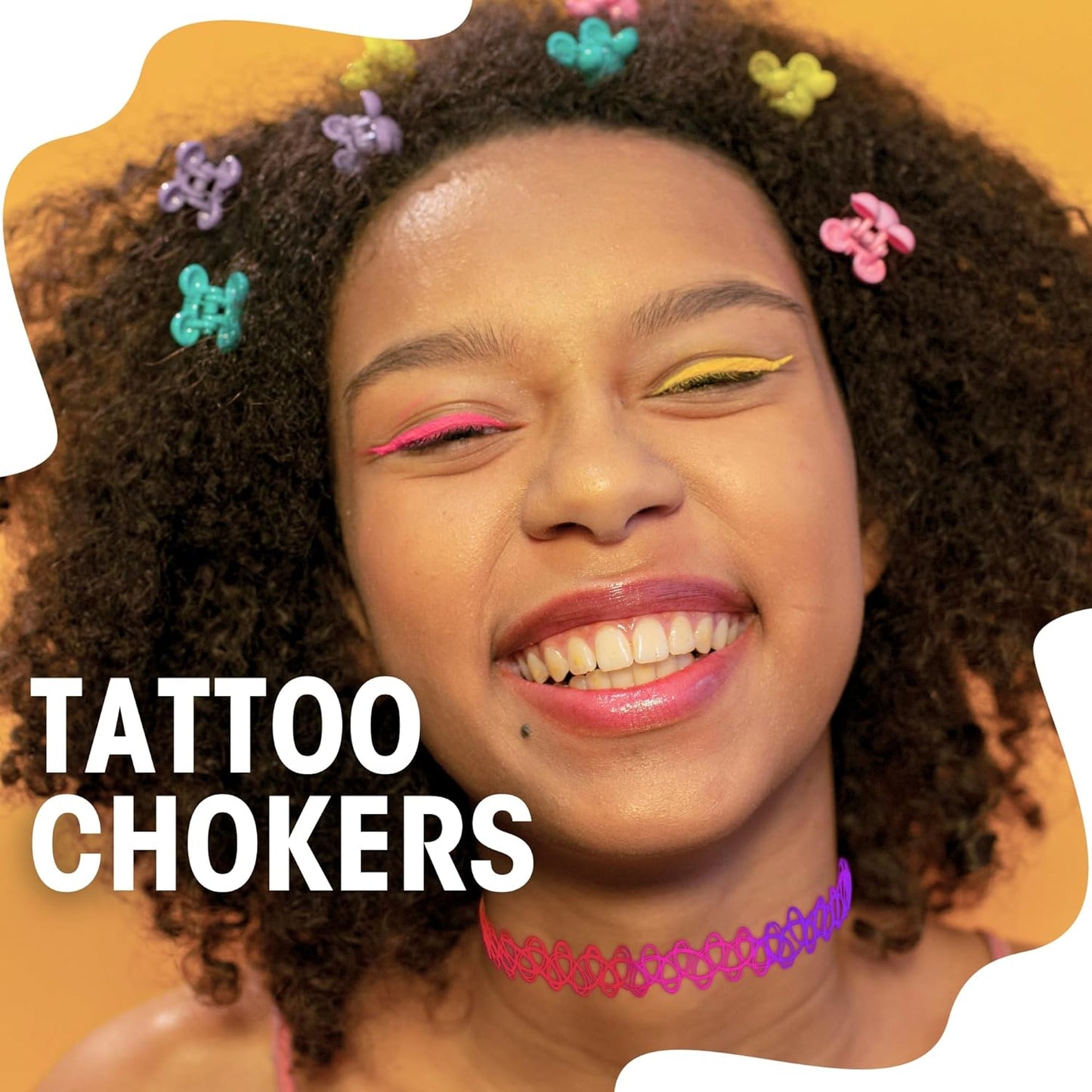 BodyJ4You 12PC Tattoo Choker Necklace - 90s Accessories 2000s Jewelry Y2K Fashion Vintage Trendy - Rainbow Goth Black Pink Green Blue White - Adjustable Stretchy Elastic Necklace Summer Vacation Set