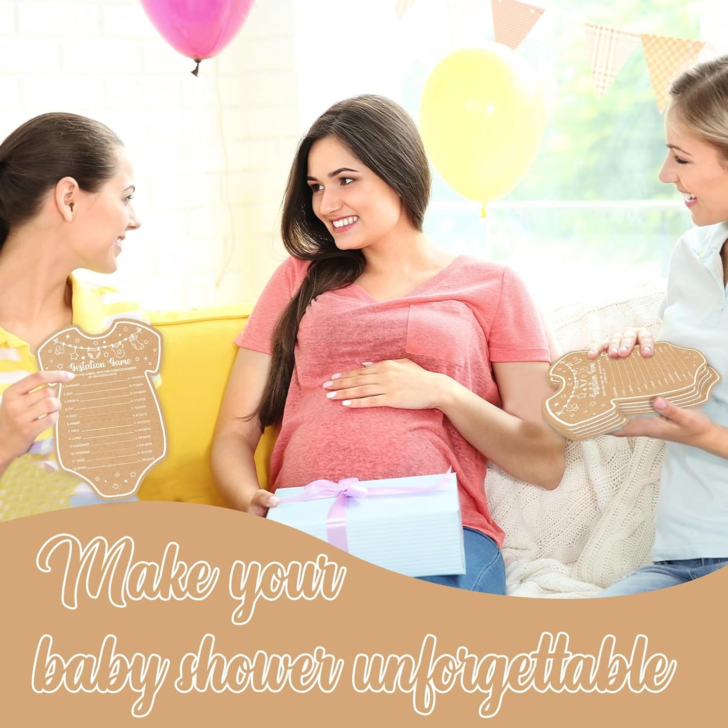 Baby Shower Games, Gestation Game, Baby Shower Game, Set of 30 Cards, Baby Games for Baby Shower, Baby Shower Decorations, Baby Shower Ideas, with Answer Keys