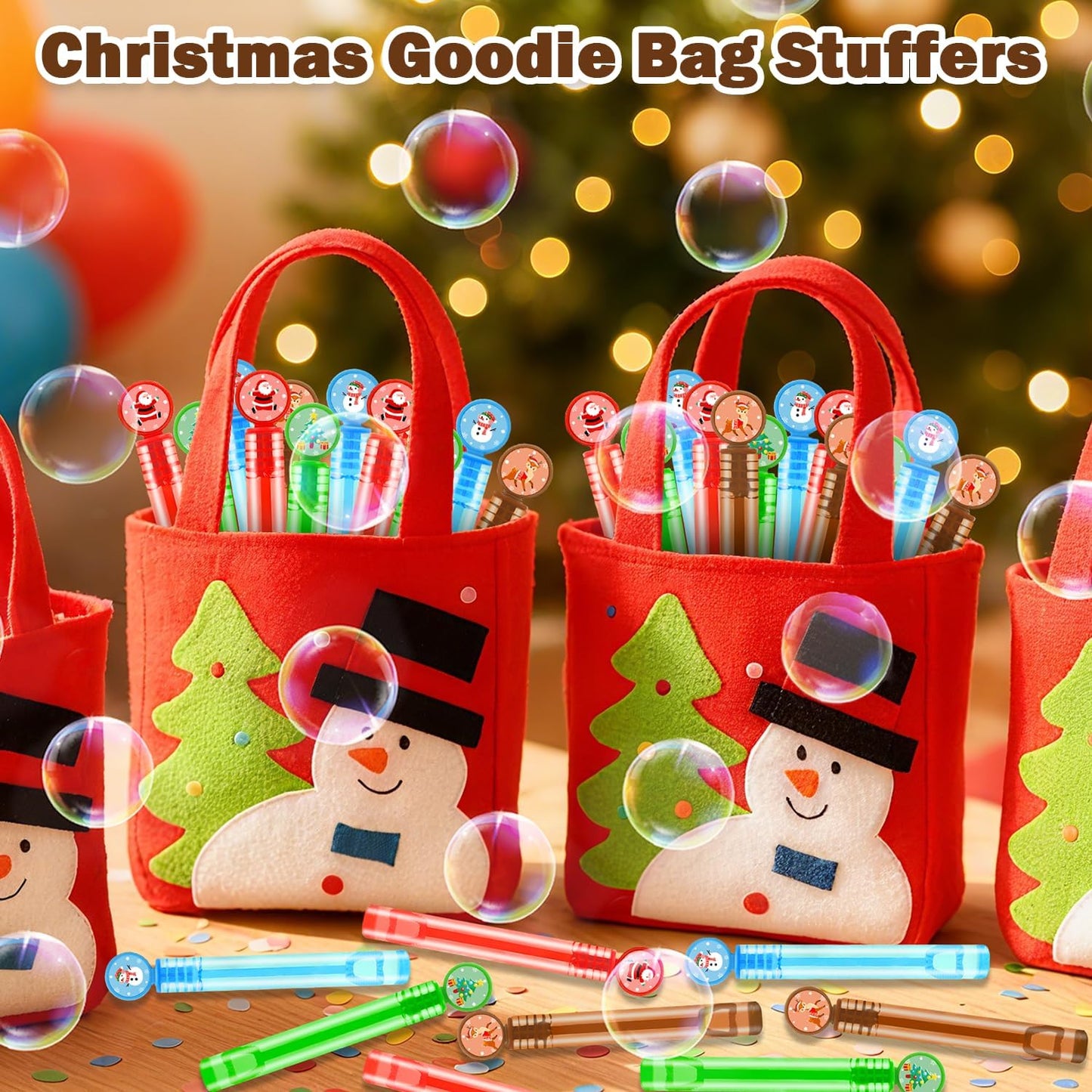 Christmas Mini Bubbles Goodie Bag Stocking Stuffers Fillers for Kids 20 Pack, Small Party Favors Toys Gifts Non Candy Treats for Toddlers, Christmas School Classroom Supplies Prizes Games for Students