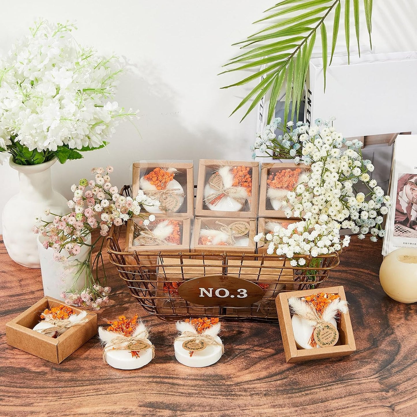 Demissle 24 Pack Scented Soap Favors Wedding Favors Christmas Bridal Shower Favors for Guests Bulk with Mini Dried Flowers for Bridal Baby Shower Baptism Party Guests Gifts