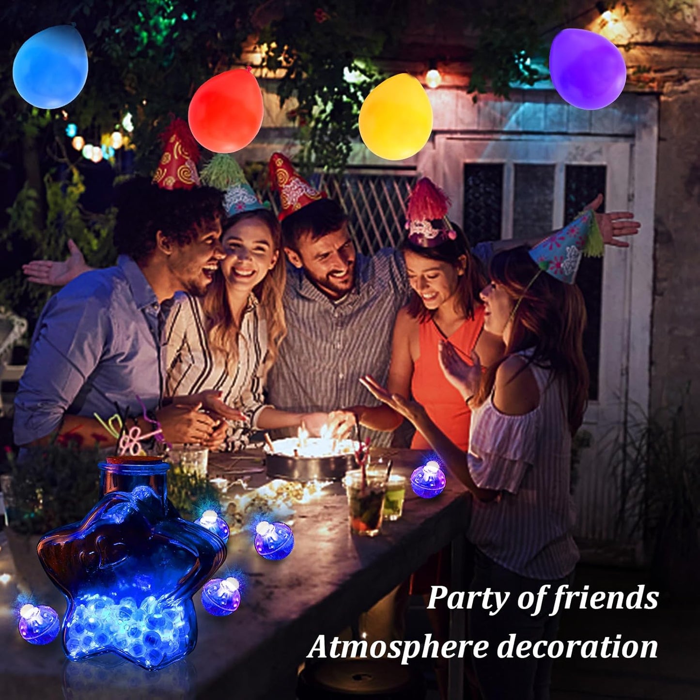 AIKEI 100pcs LED Balloon Lights,Blue Mini Balls Lights,Long Standby Time Waterproof Led Light for Paper Lantern Halloween Christmas Birthday Party Decoration for Indoor Outdoor