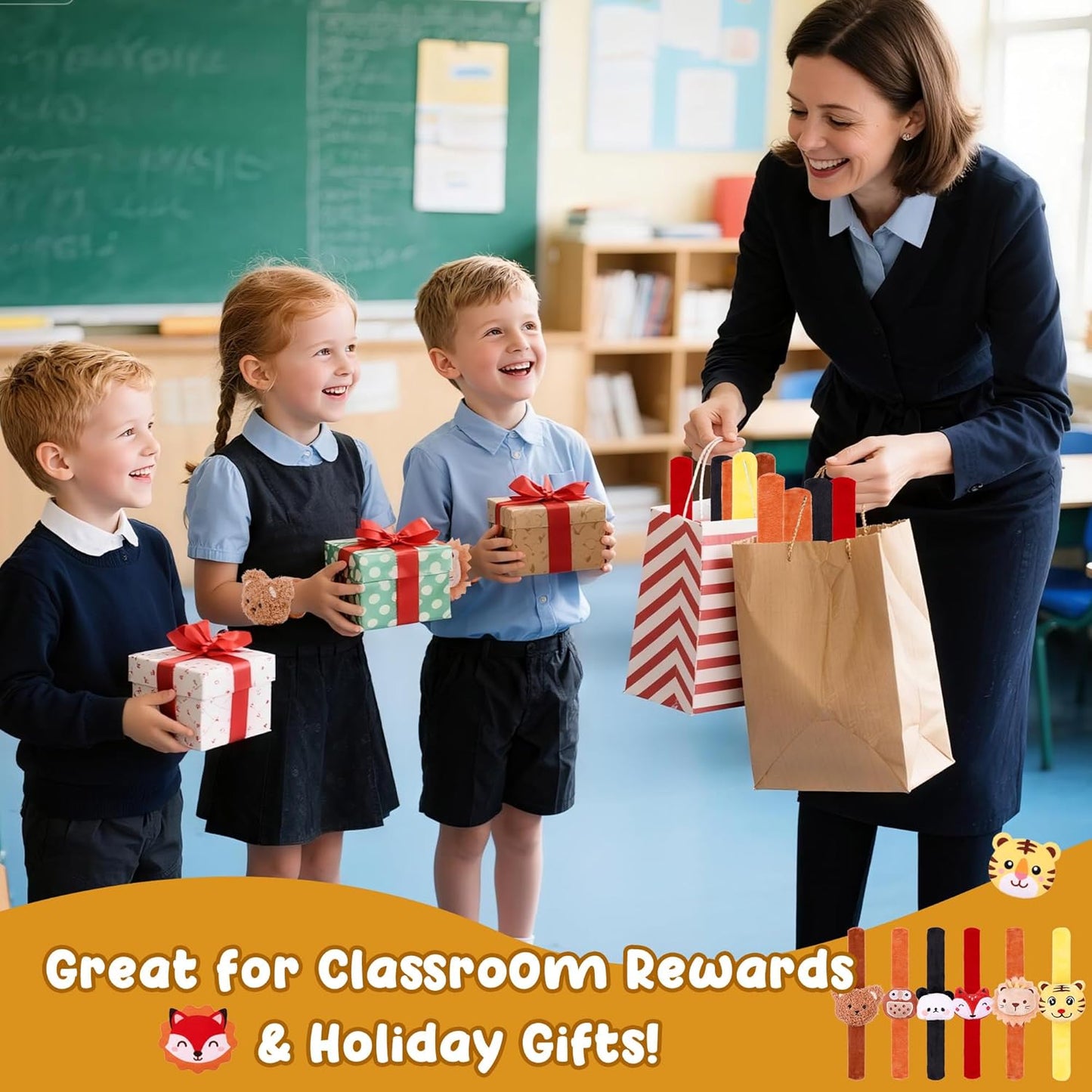 Stuffed Animal Snap Bracelets for Kids–12PCS Plush Slap Bands Party Favors,Cute Zoo Animal Bracelets for Birthday Gifts,Classroom Prizes,Stocking Stuffer For Kids,Christmas Gifts for Boys/Girls