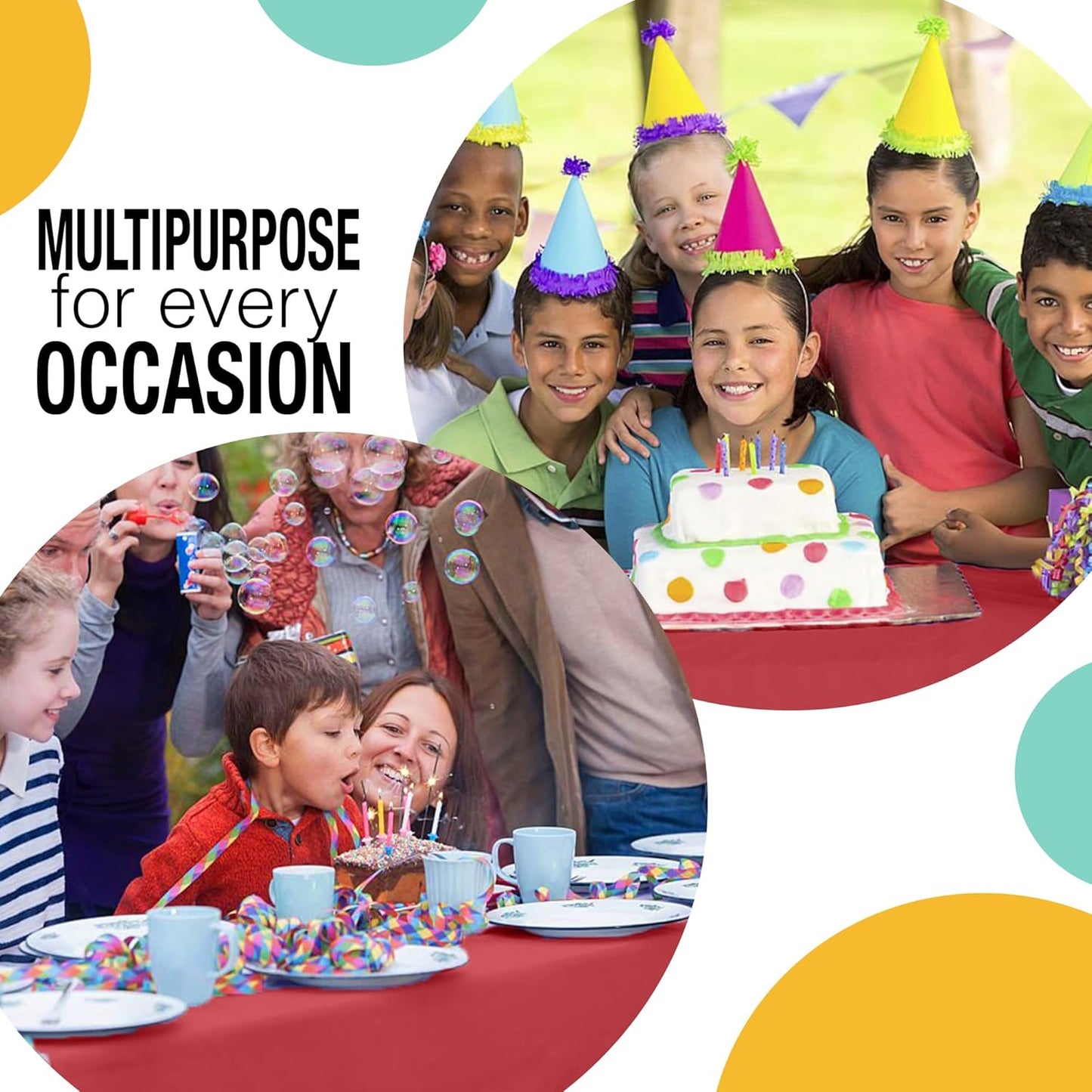 Party Solids 54 Inch X 100 Feet Red Plastic Table Cover Roll in A Cut - to - Size Box with Convenient Slide Cutter. Cuts Up to 12 Rectangle 8 Feet Plastic Disposable Tablecloths