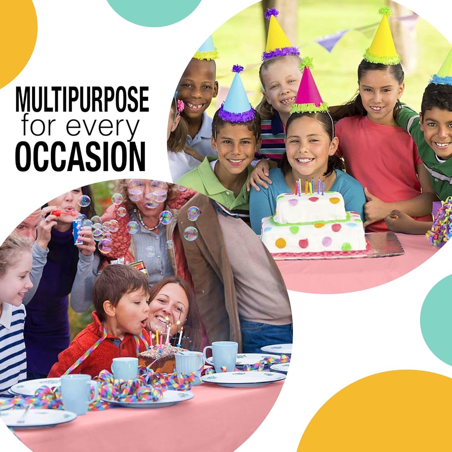 Party Solids 54 Inch X 100 Feet Pink Plastic Table Cover Roll in A Cut - to - Size Box with Convenient Slide Cutter. Cuts Up to 12 Rectangle 8 Feet Plastic Disposable Tablecloths