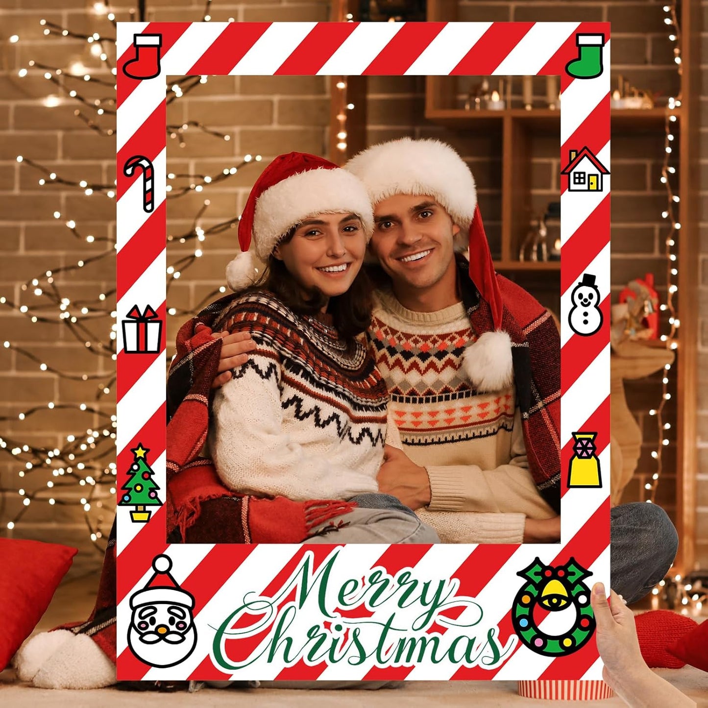 32 x 24 Inch Photo Booth Selfie Frame Prop Booth for Birthday Event Parties Large Blank DIY Cutout Props for Funny Decoration Christmas, Holiday Supplies