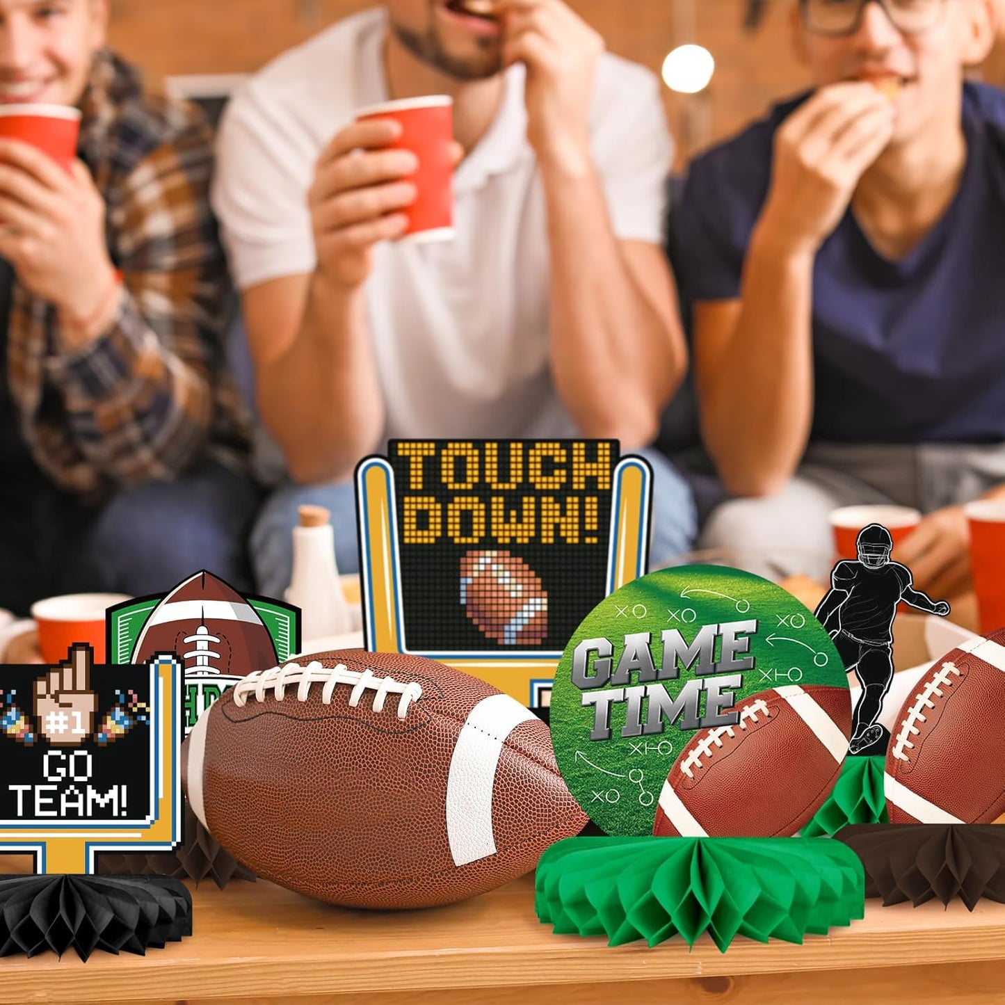10PCS Football Party Decorations Football Table Centerpiece Football Honeycomb Centerpieces Table Toppers for Football Birthday Party Football Game
