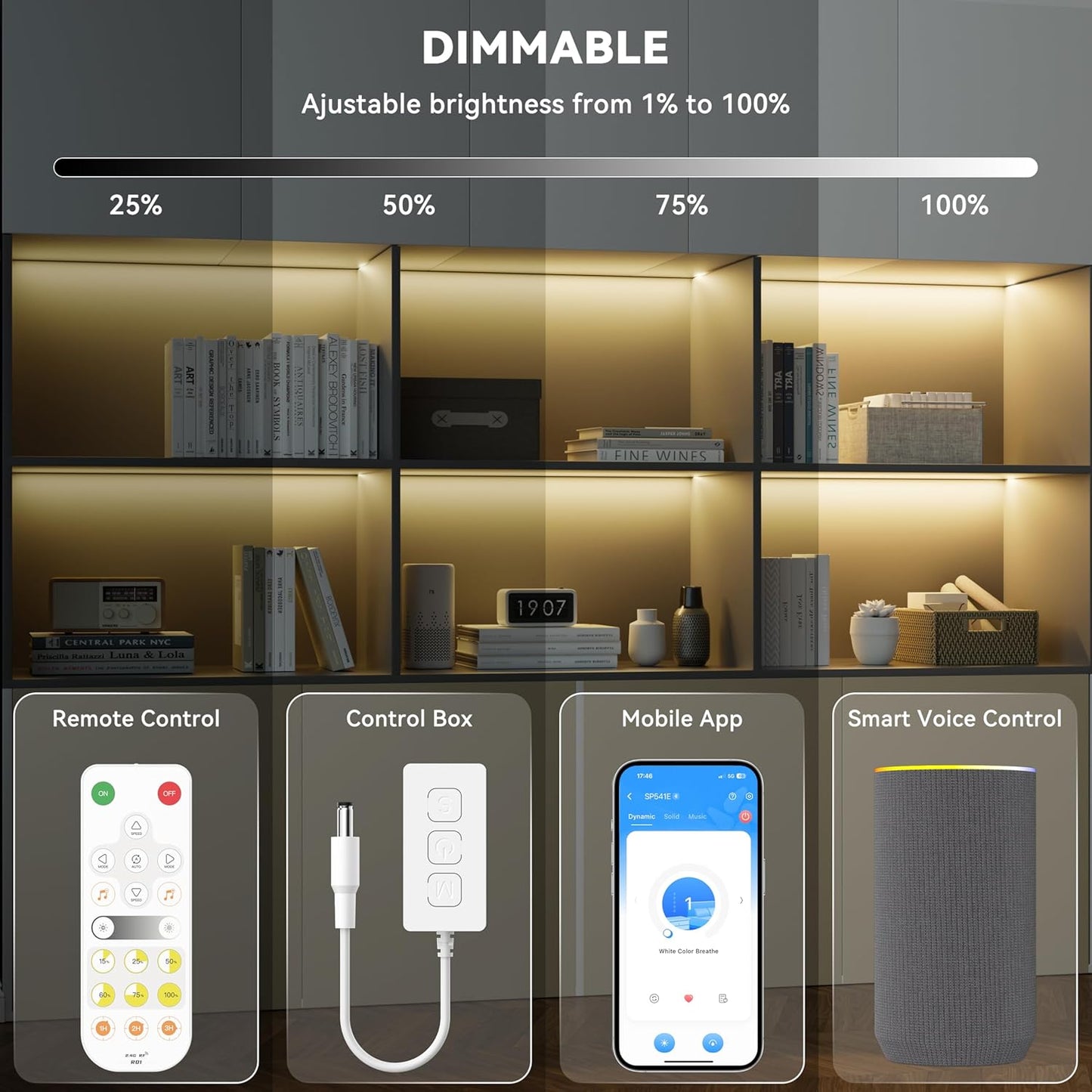 PAUTIX LED Strip Warm White 20ft/6.1m,Smart LED Strip Light Kit Compatible with Alexa/Google Assistant,Dimmable 24V 3000K COB LED Strip Light for Bedroom,Kitchen,Cabinet,Mirror,Sunroom