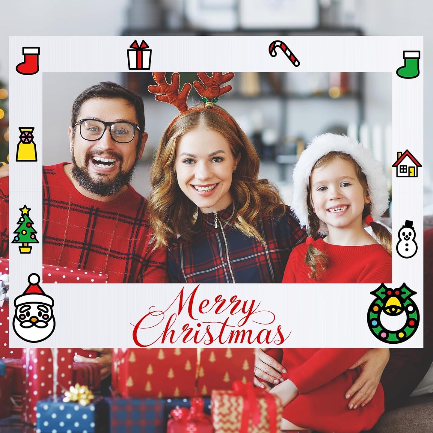 32 x 24 Inch Photo Booth Selfie Frame Prop Booth for Birthday Event Parties Large Blank DIY Cutout Props for Funny Decoration Christmas, Holiday Supplies