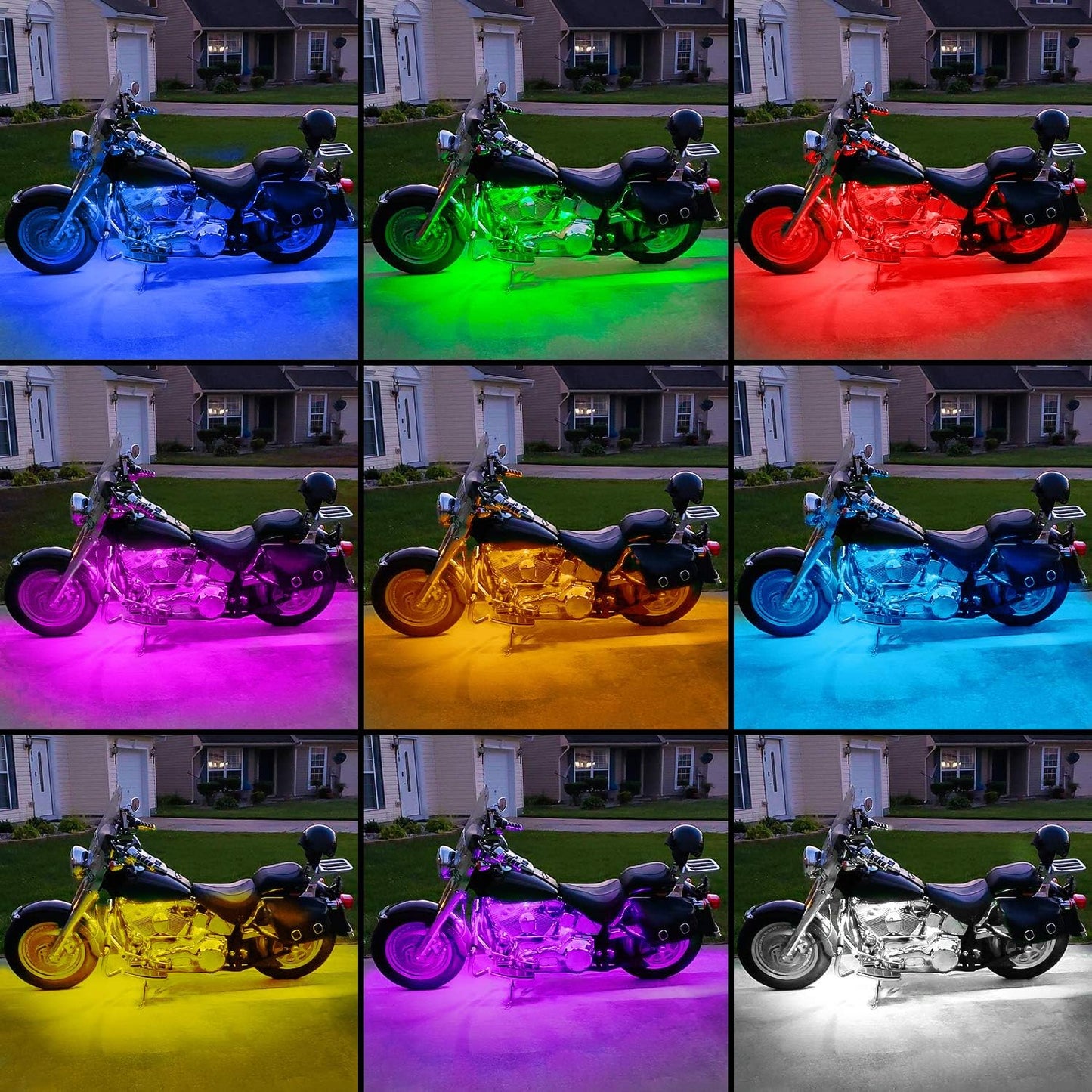 Nilight 8PCS Motorcycle RGB Led Light Kit Waterproof Multi-Color Atmosphere Lights Lamp with 4Key RF Wireless Remote for Harley Davidson Honda Kawasaki Suzuki, 2 Years Warranty (TL-42)