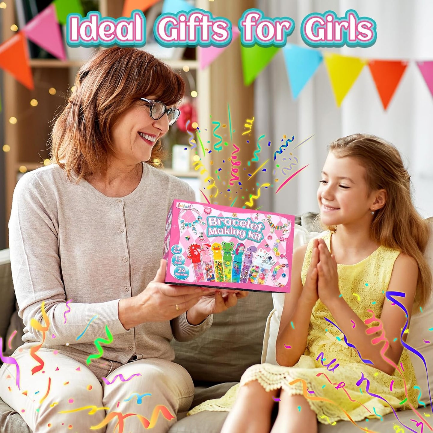 leitait 24 Pack Bracelet Wands,Charm Bracelet Jewelry Making Kit,Arts Crafts for Kids,Unicorn Party Favors Supplies,Goodie Bags Stuffers,Classroom Prizes,Birthday Gifts for Girls Ages 4-8 Years Old