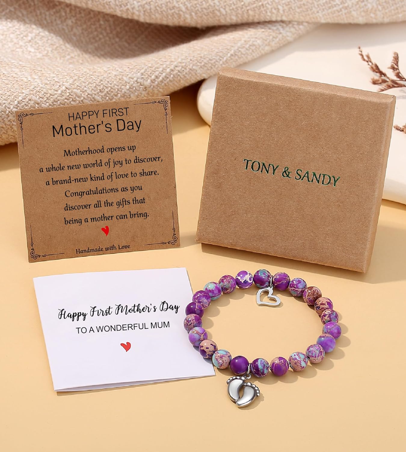 TONY & SANDY New Mom Gifts, Bracelets for First Time Moms on Mother's Day, Birthday, Christmas, Stocking Stuffers